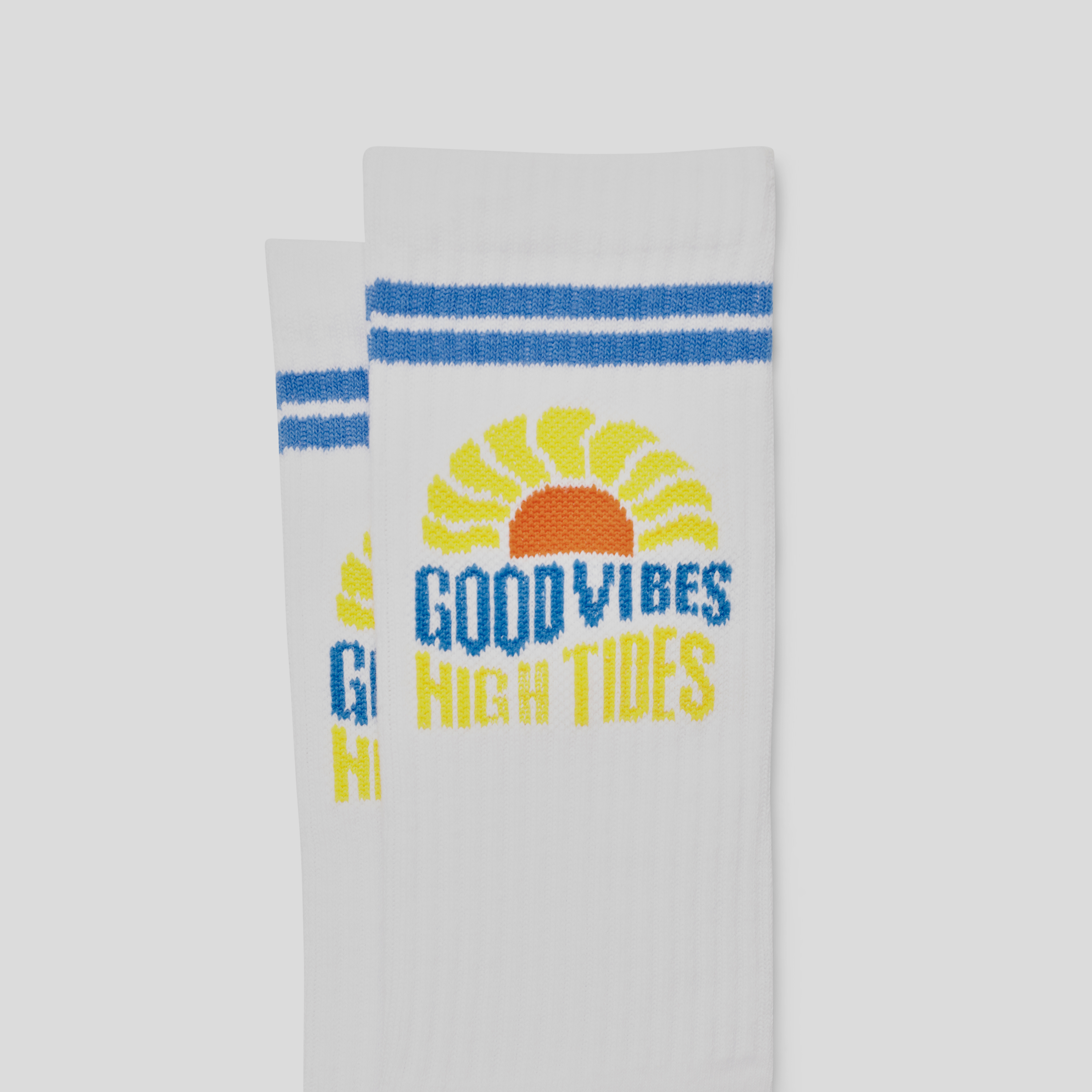 White Good Vibes Rib Sock