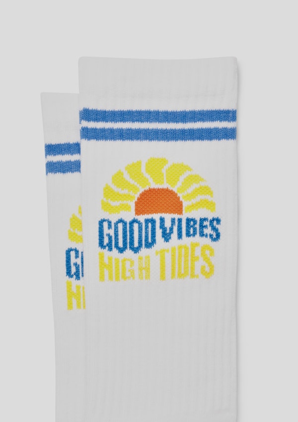 White Good Vibes Rib Sock