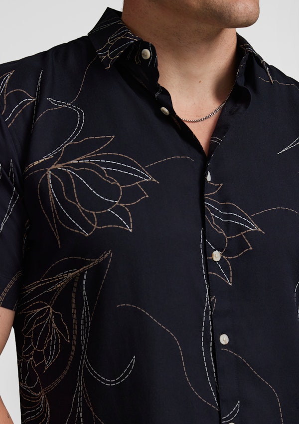 Dark Navy Russell Print Shirt
