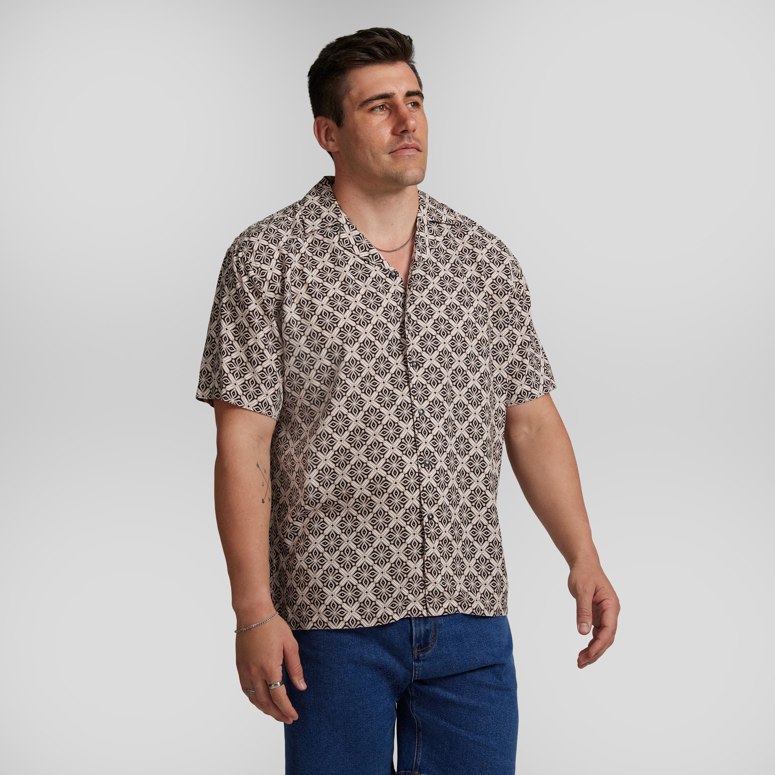 Tile Print Relaxed Fit Shirt
