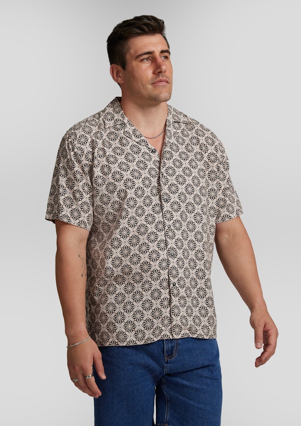 Tile Print Relaxed Fit Shirt