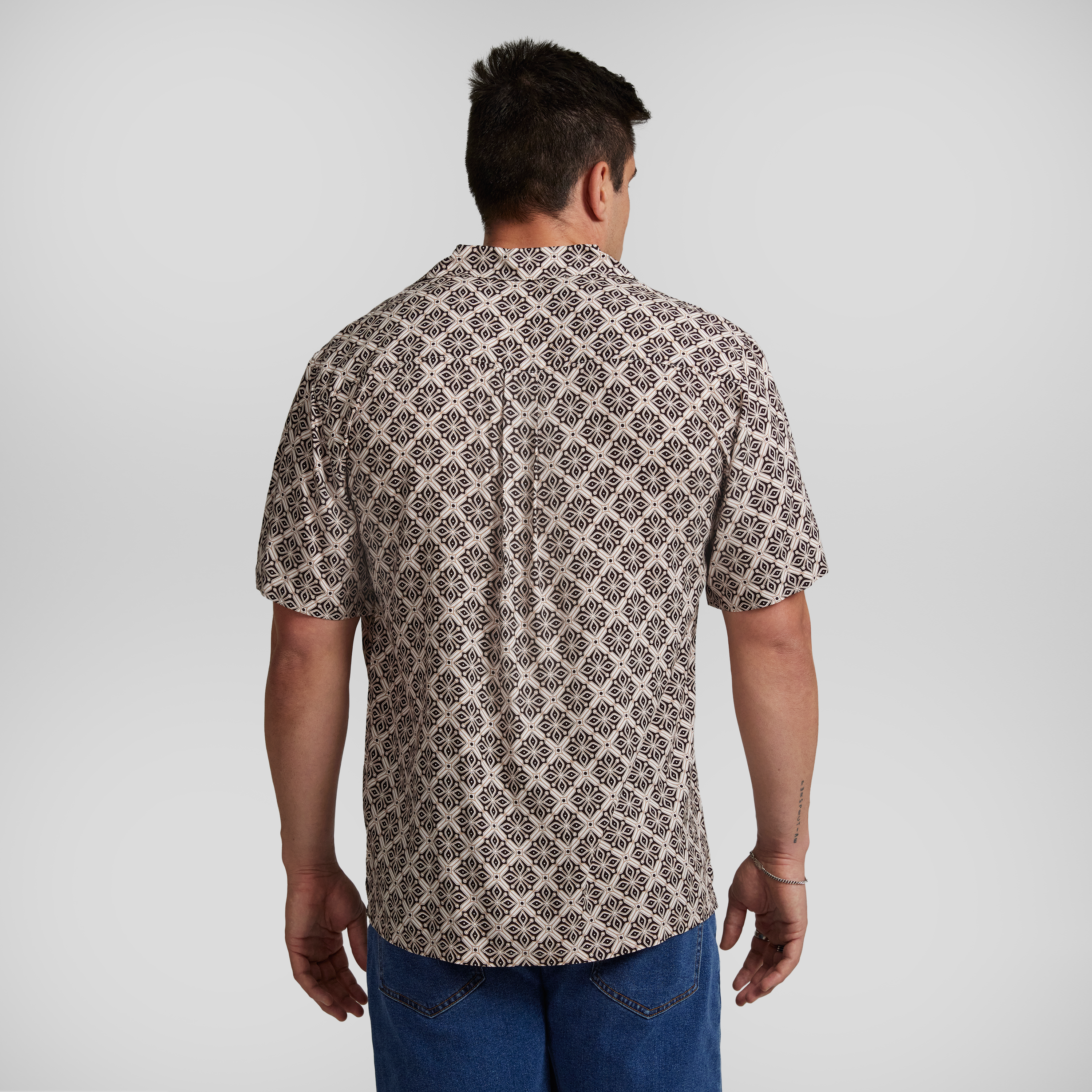 Chocolate Tile Print Relaxed Fit Shirt