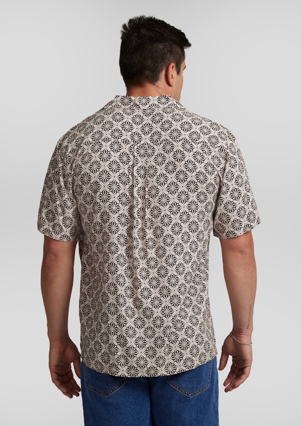 Chocolate Tile Print Relaxed Fit Shirt