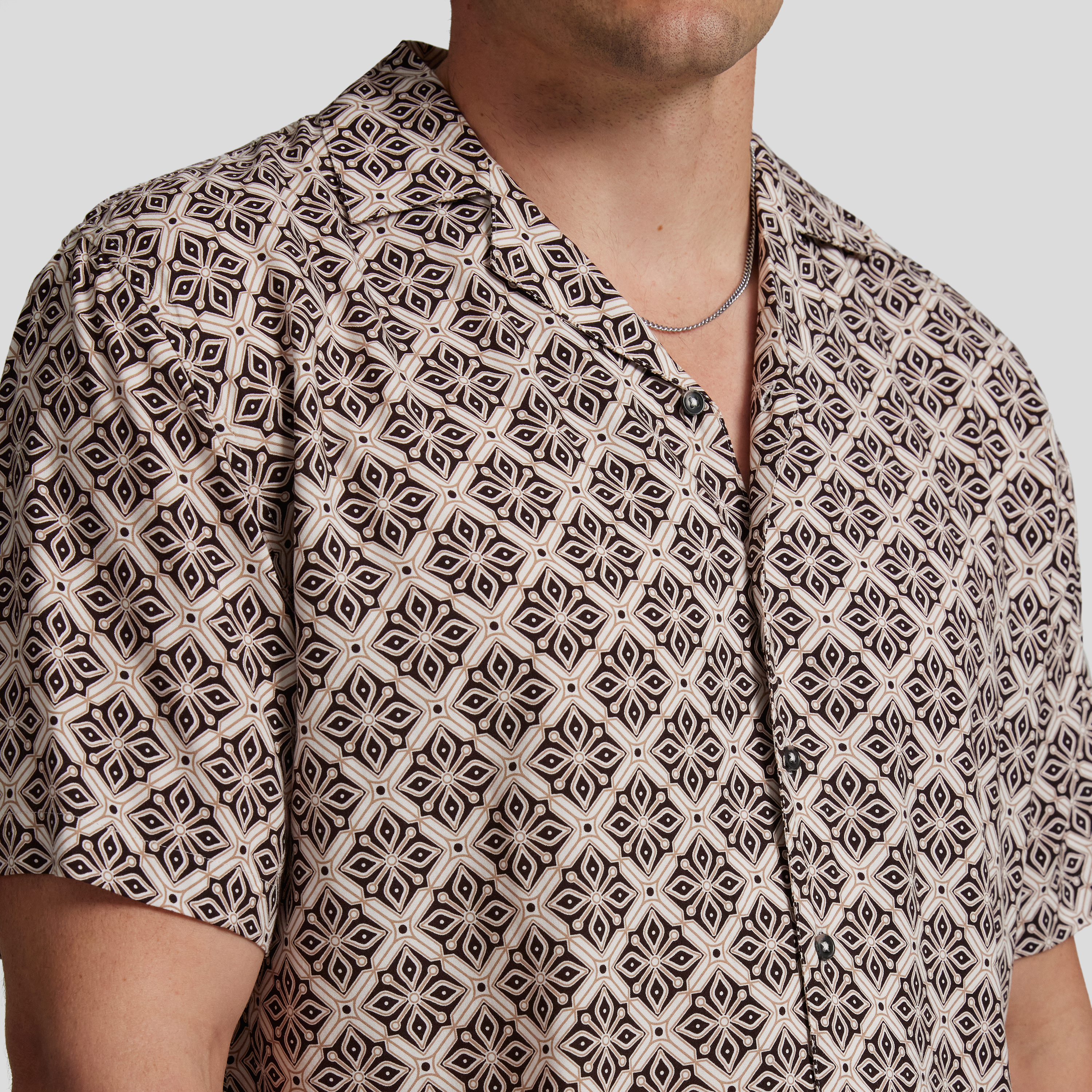 Chocolate Tile Print Relaxed Fit Shirt
