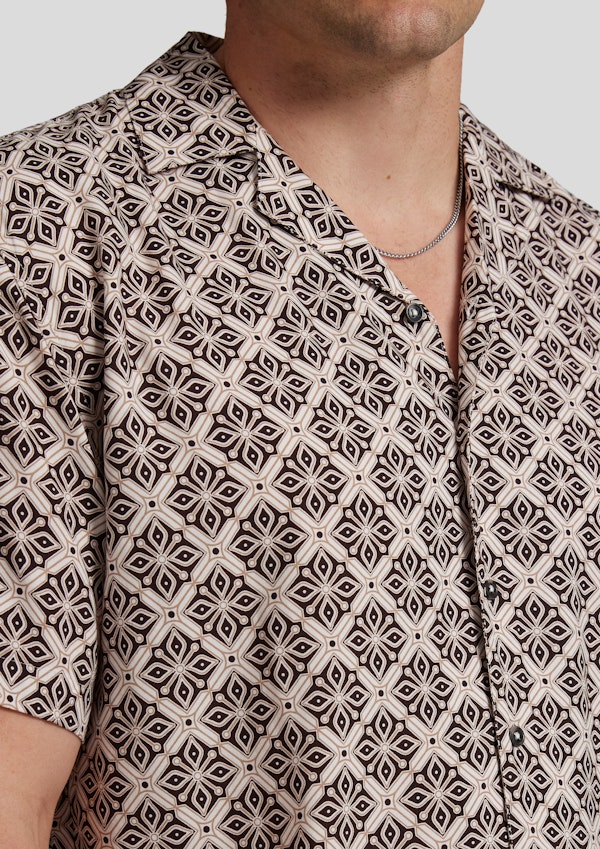 Chocolate Tile Print Relaxed Fit Shirt