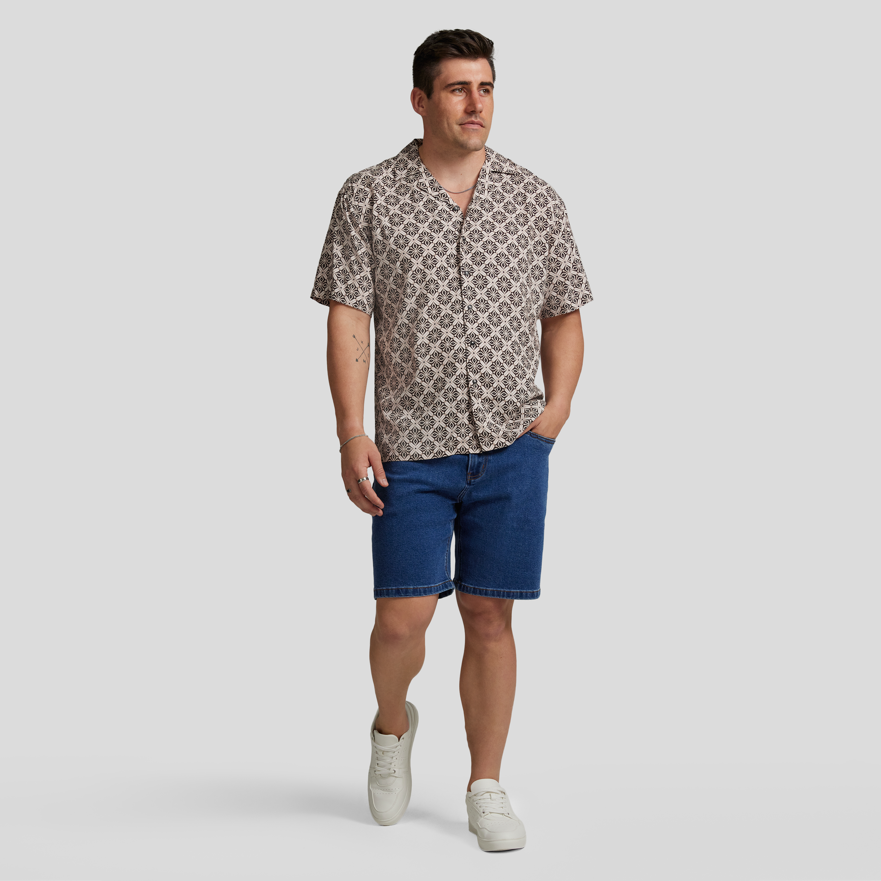 Chocolate Tile Print Relaxed Fit Shirt