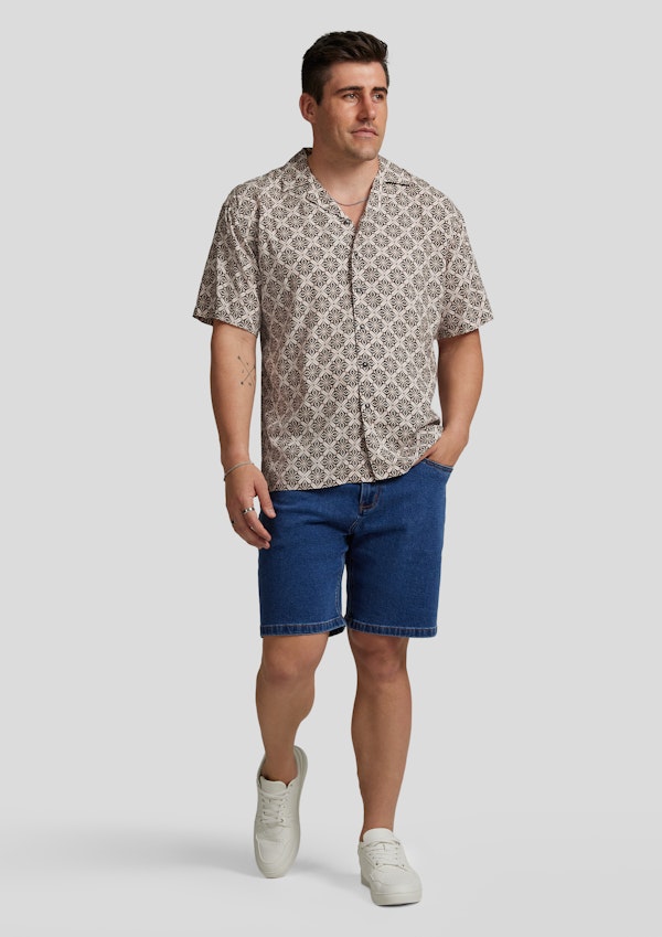 Chocolate Tile Print Relaxed Fit Shirt