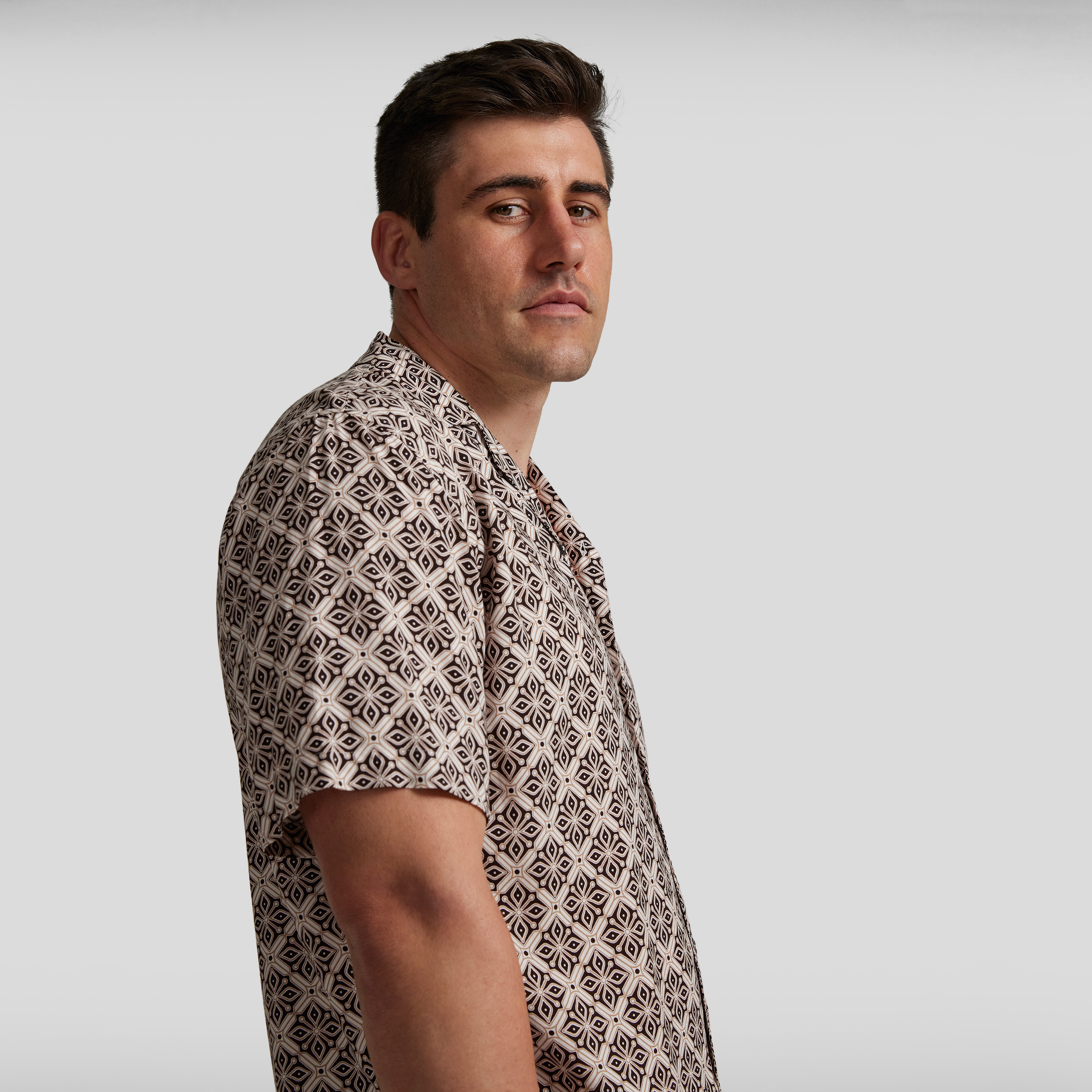 Chocolate Tile Print Relaxed Fit Shirt