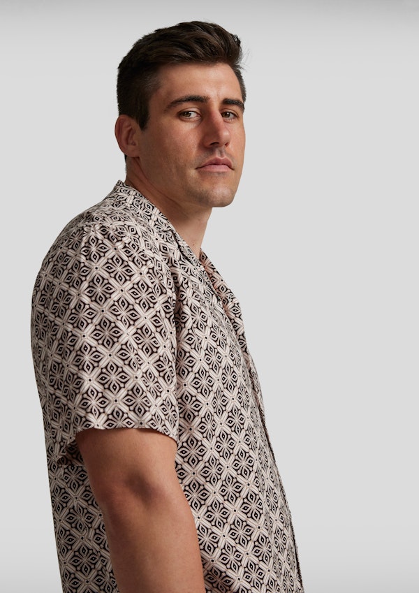 Chocolate Tile Print Relaxed Fit Shirt