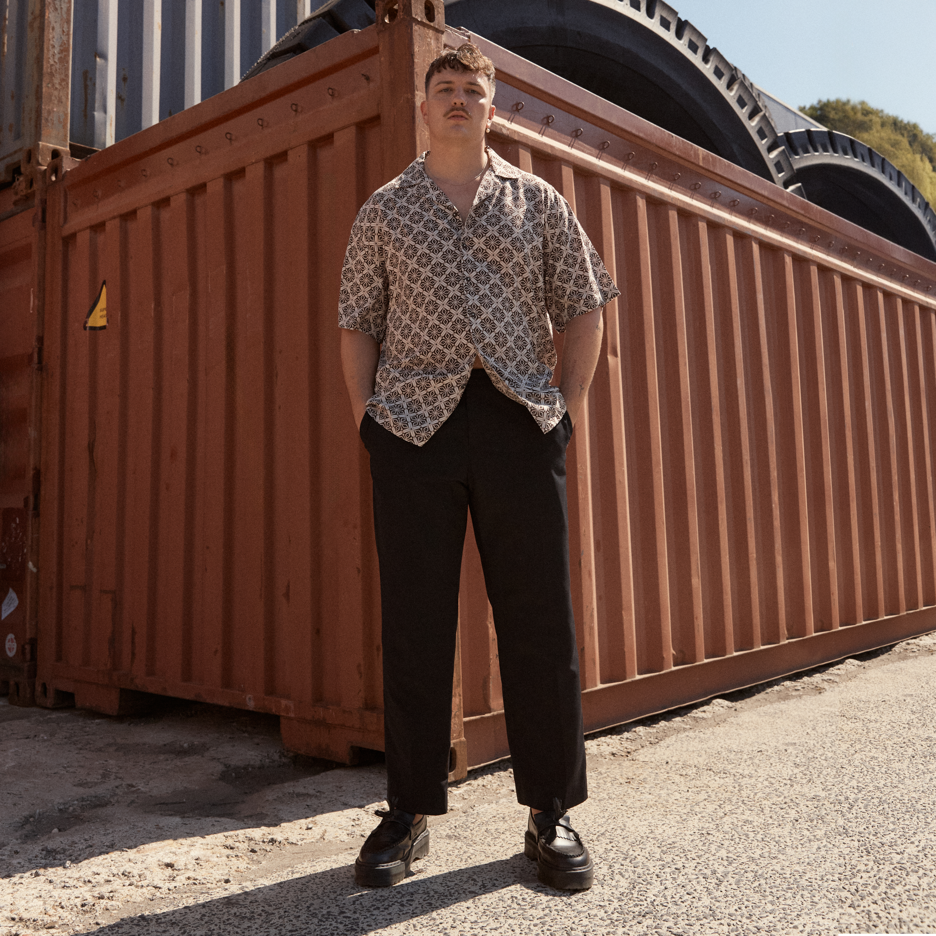 Chocolate Tile Print Relaxed Fit Shirt