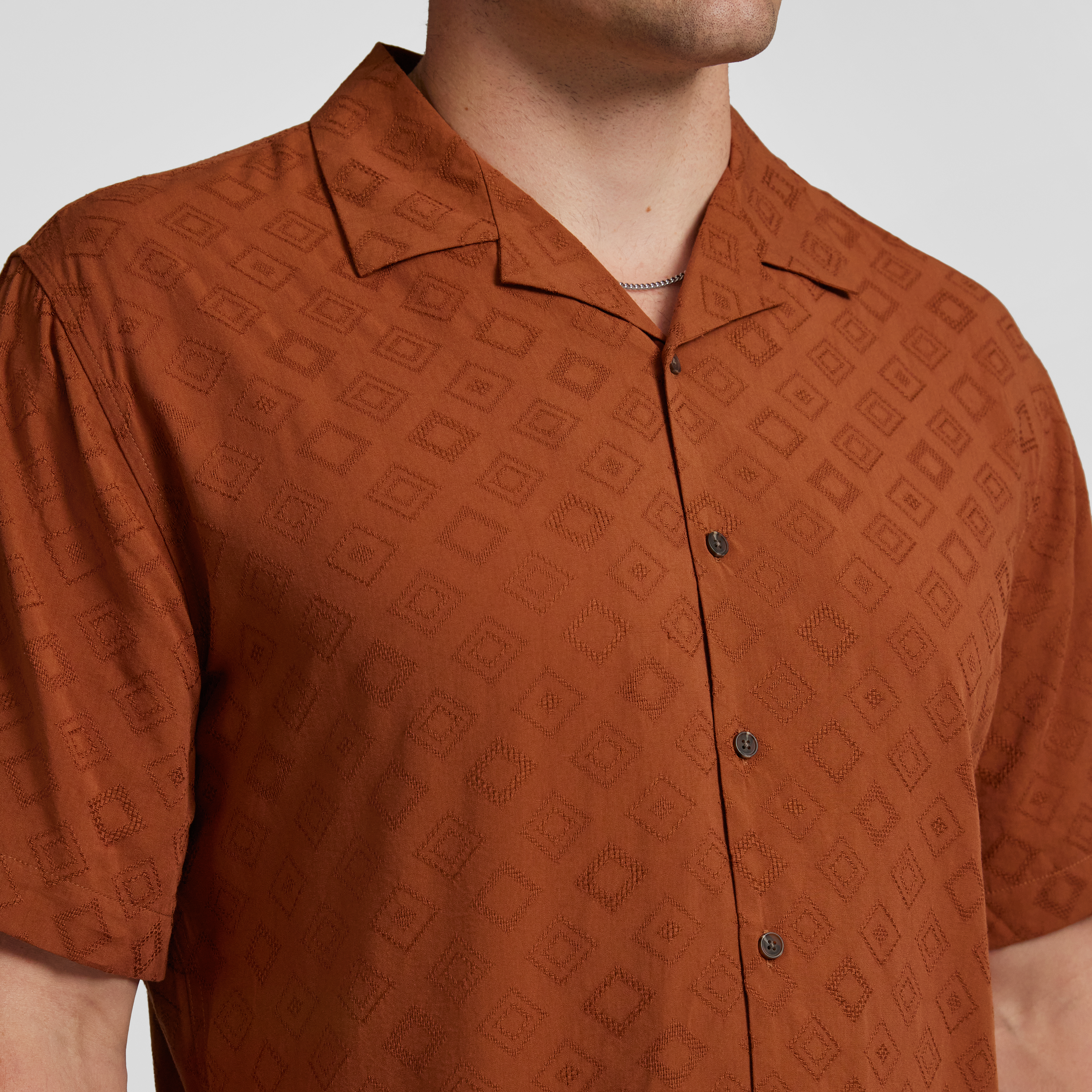Rust Lattice Relaxed Fit Shirt