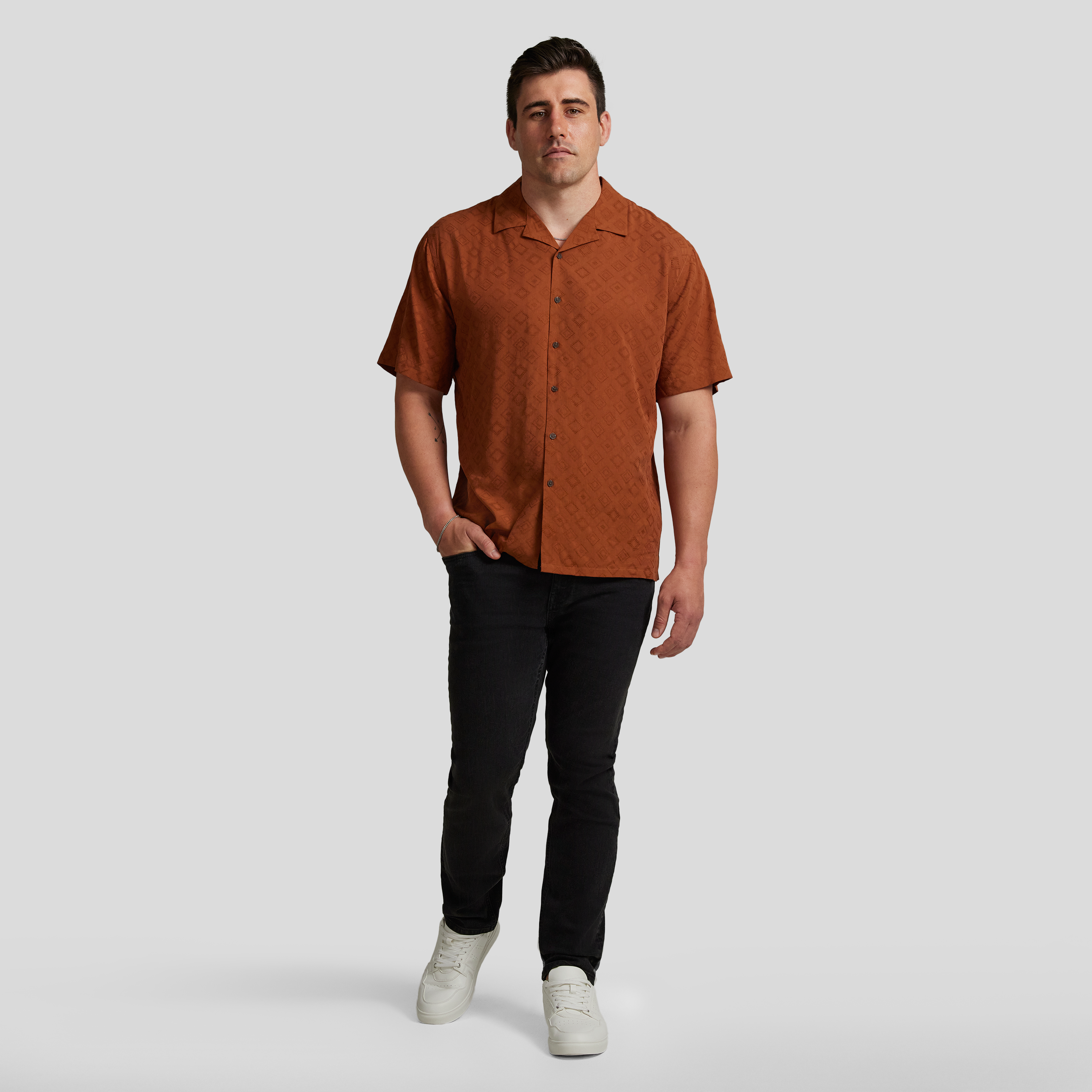 Rust Lattice Relaxed Fit Shirt