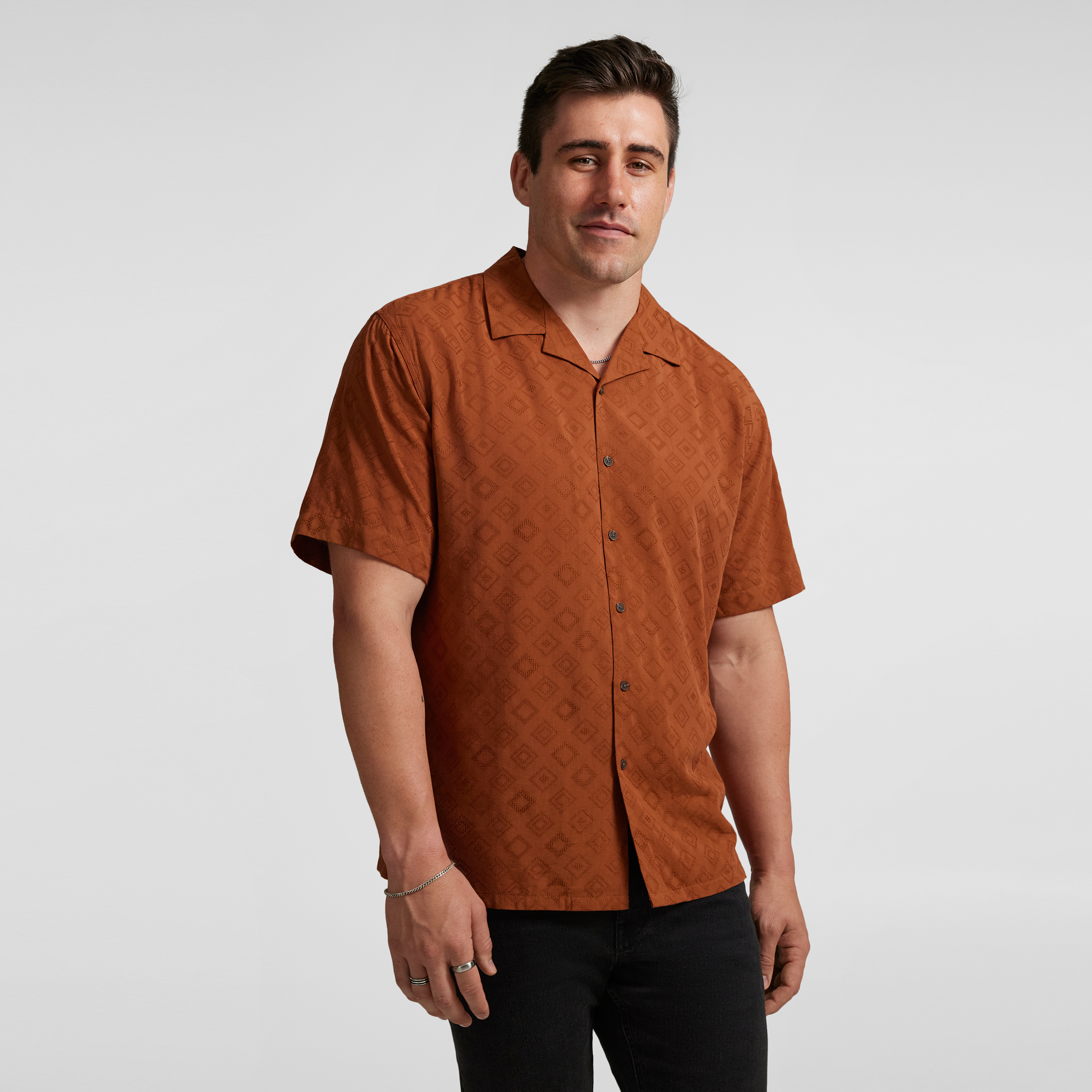 Rust Lattice Relaxed Fit Shirt