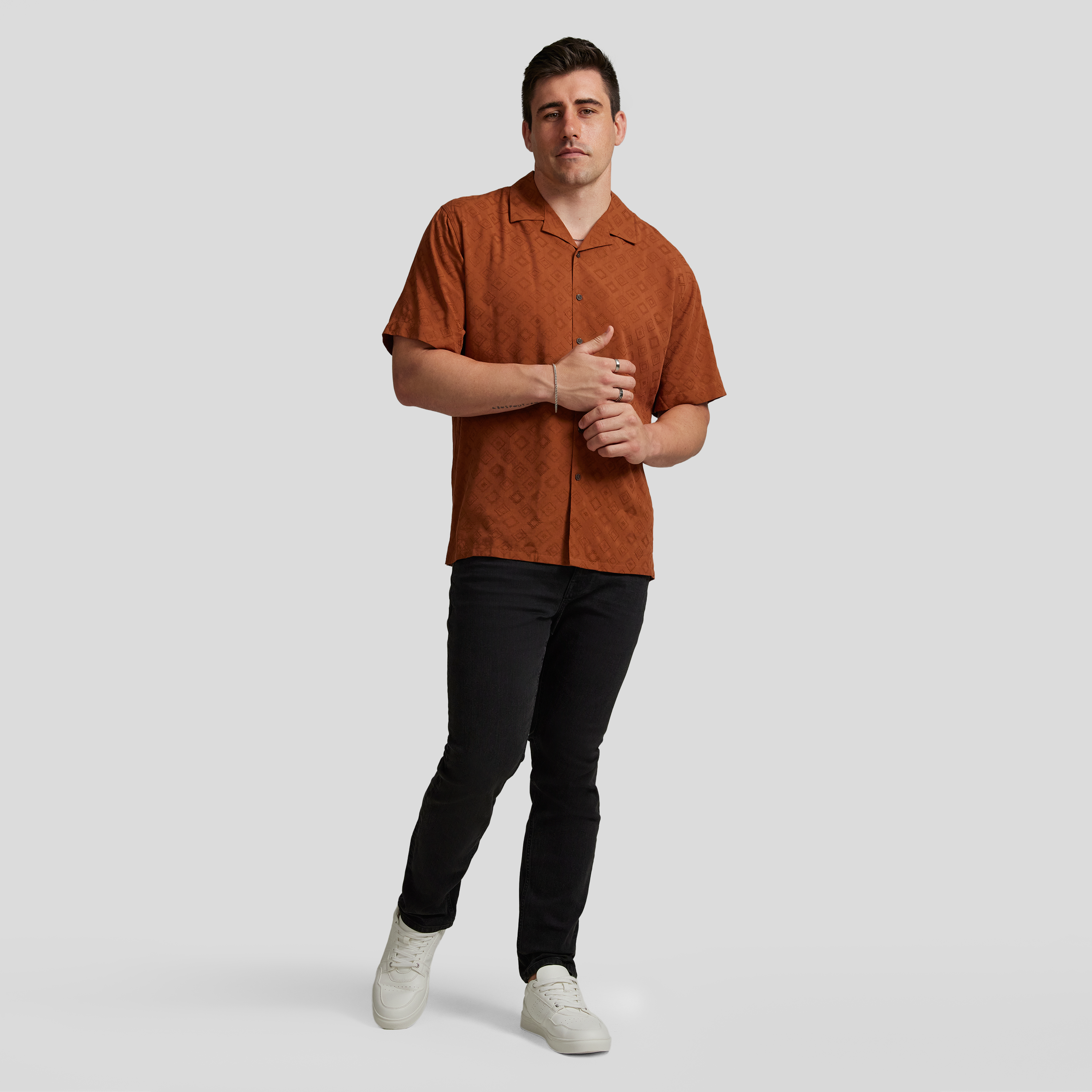 Rust Lattice Relaxed Fit Shirt