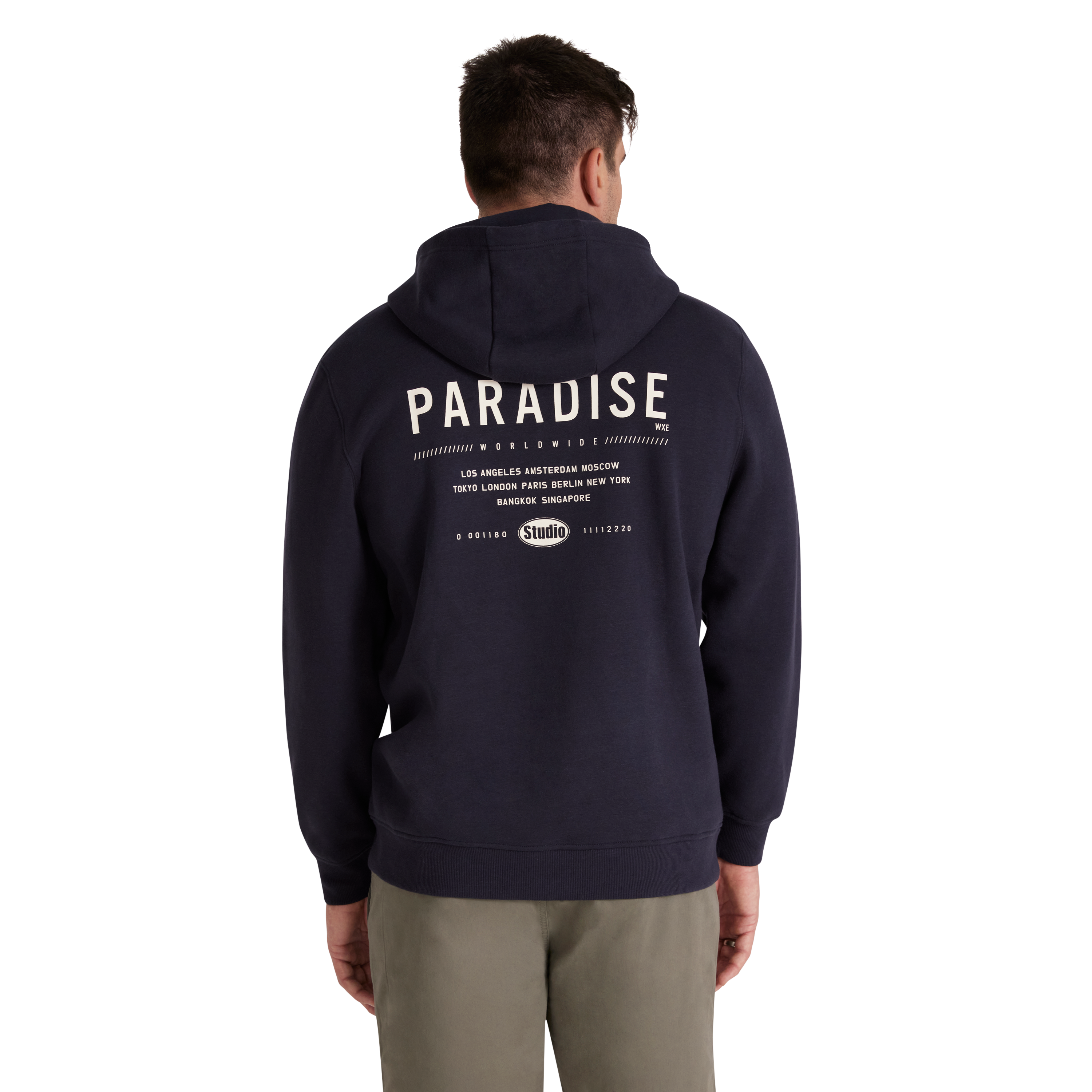 Navy Paradise Print Hoodie