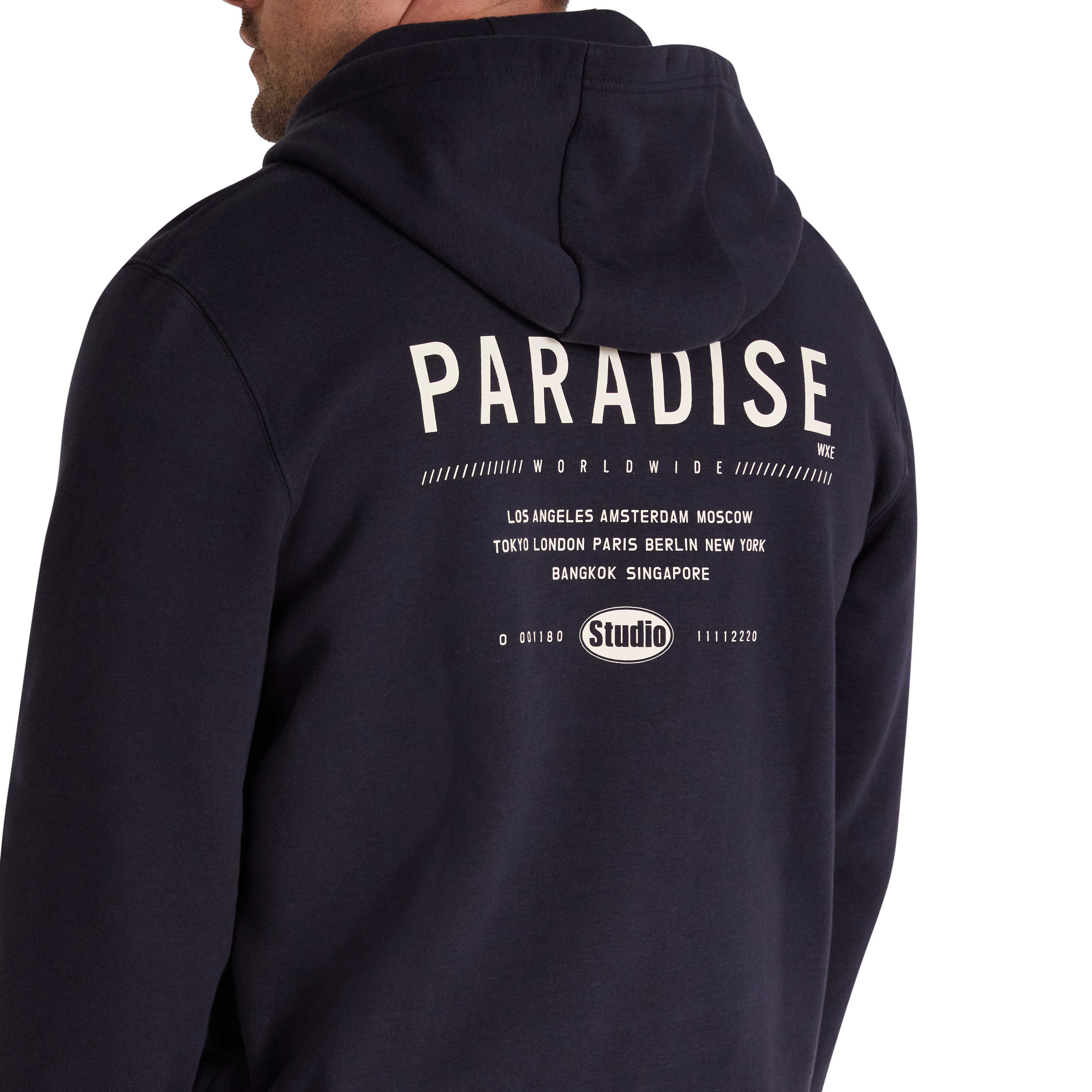 Navy Paradise Print Hoodie