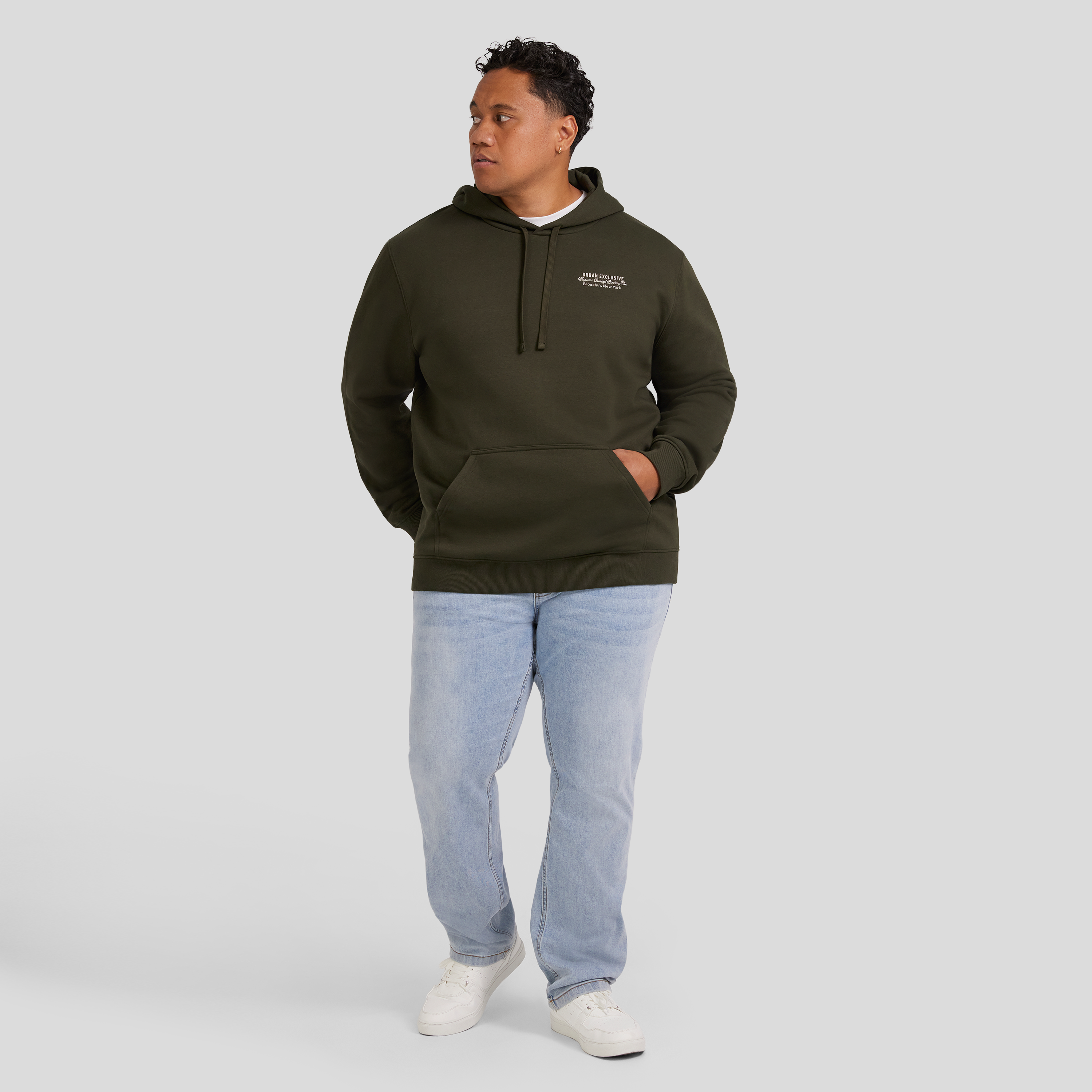 Dark Olive Urban Embroidered Hoodie