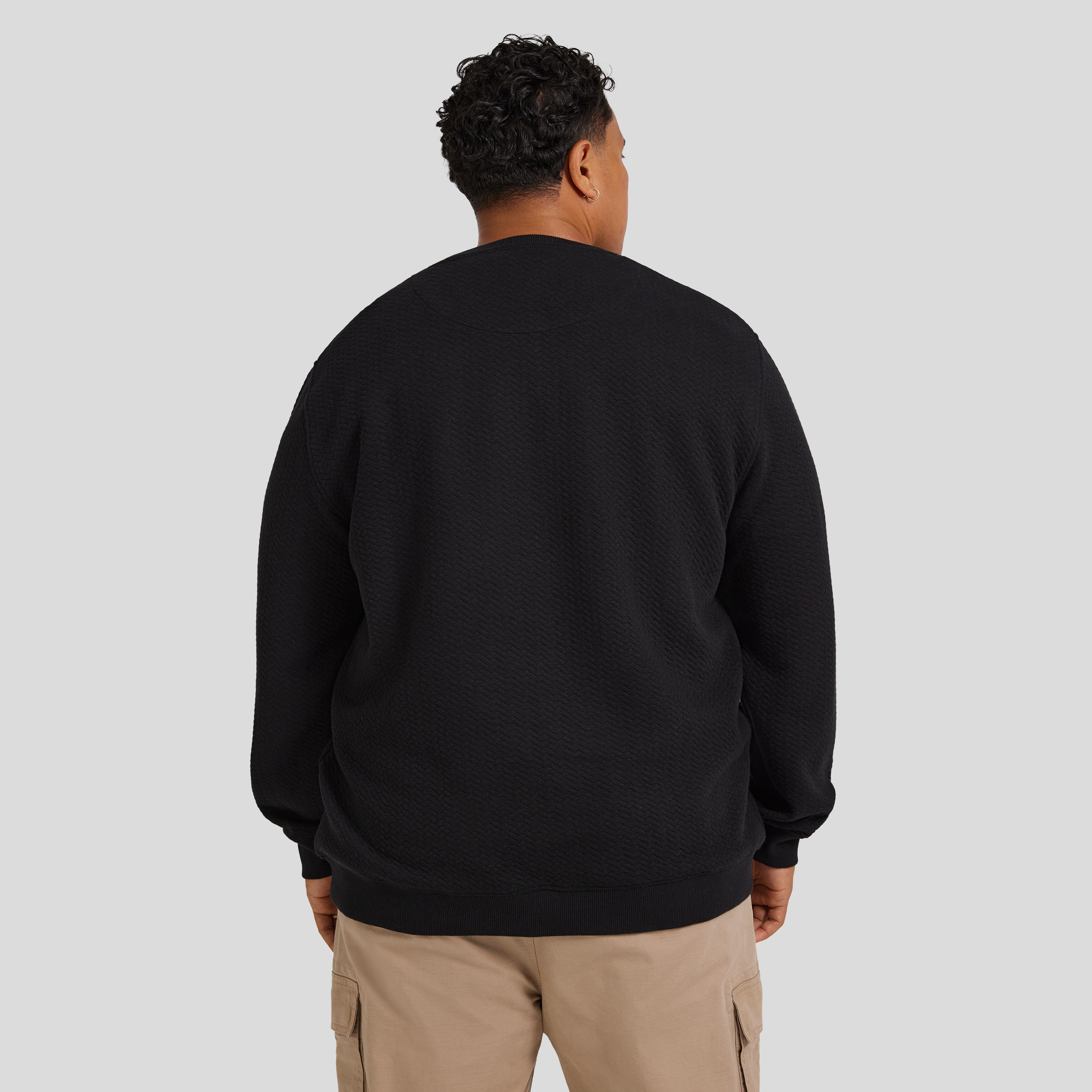 Black Asher Jacquard Crew Sweat