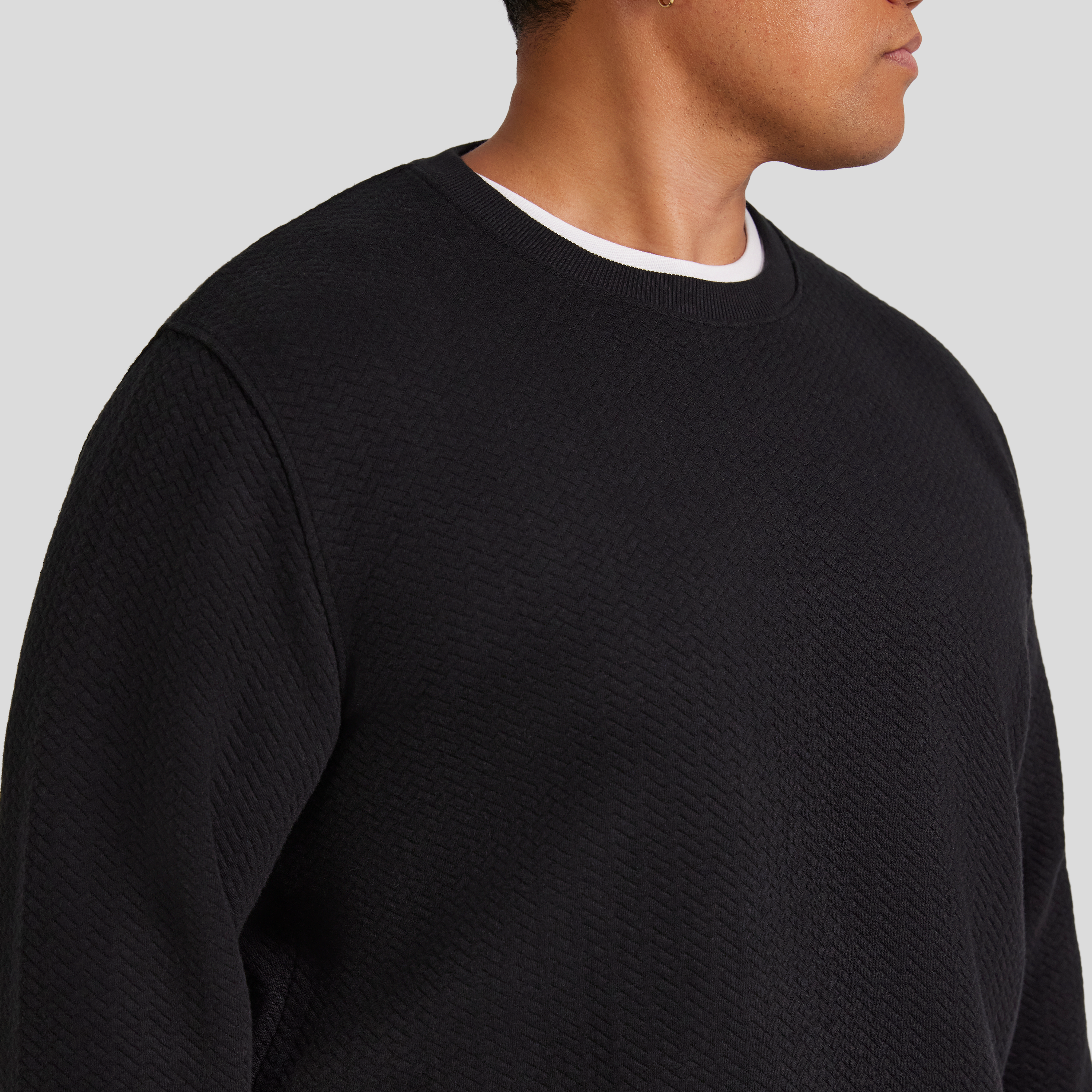 Black Asher Jacquard Crew Sweat