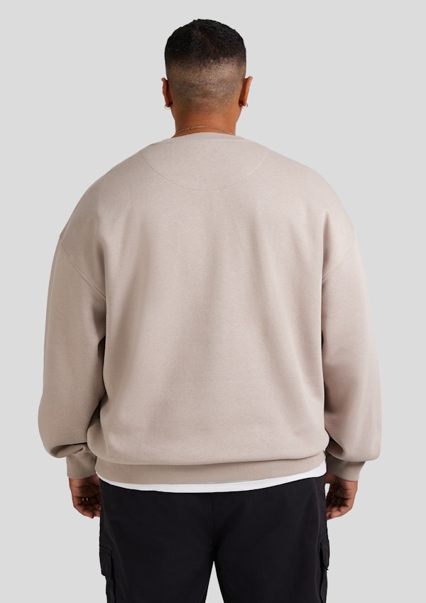 Stone Relaxed Fit Crew Sweat