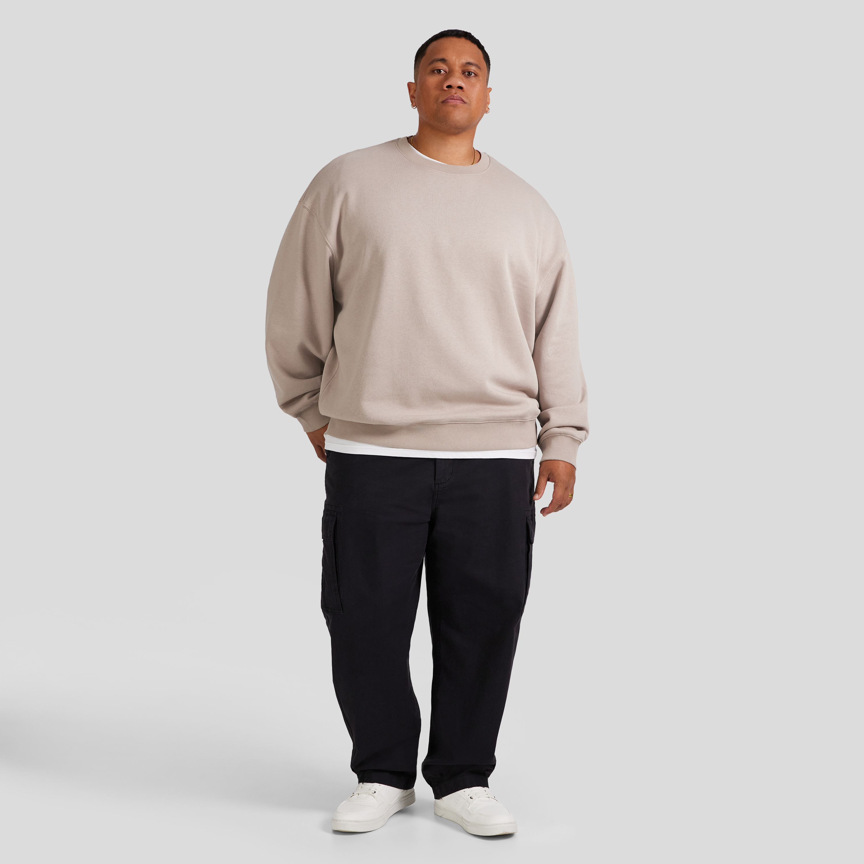 Stone Relaxed Fit Crew Sweat