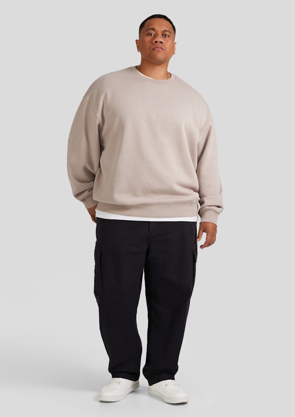 Stone Relaxed Fit Crew Sweat