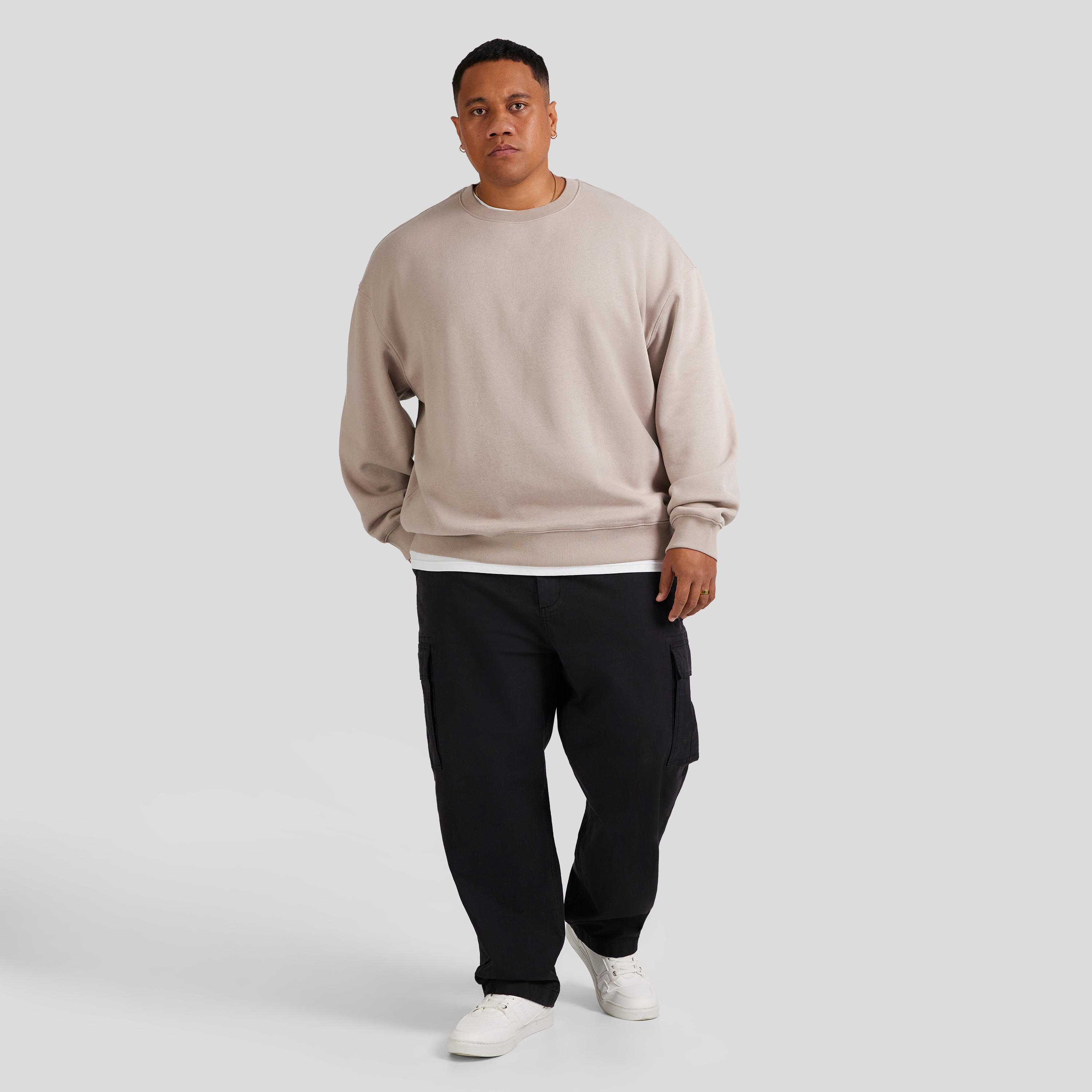 Stone Relaxed Fit Crew Sweat