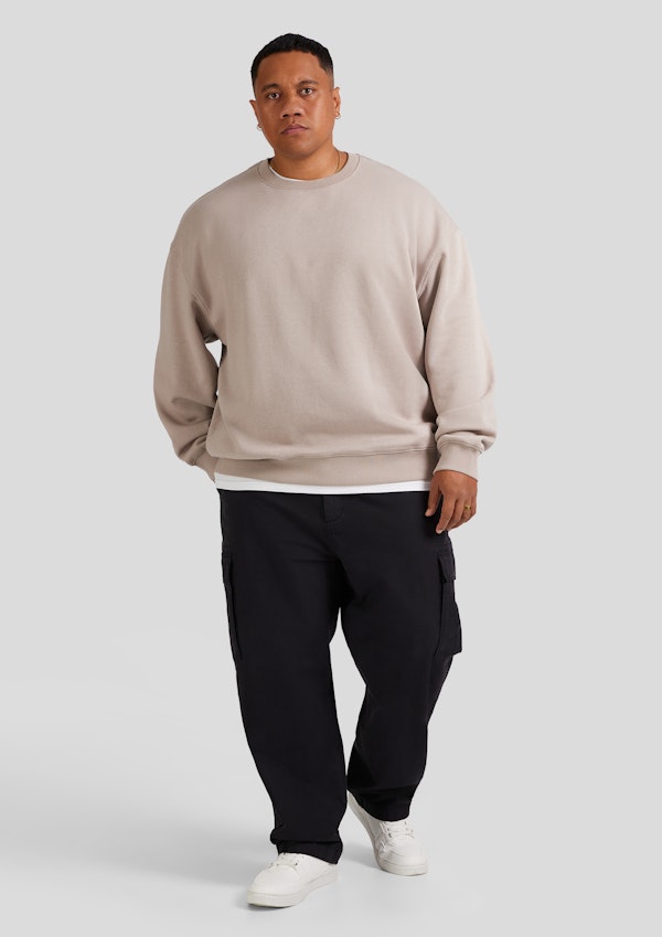 Stone Relaxed Fit Crew Sweat