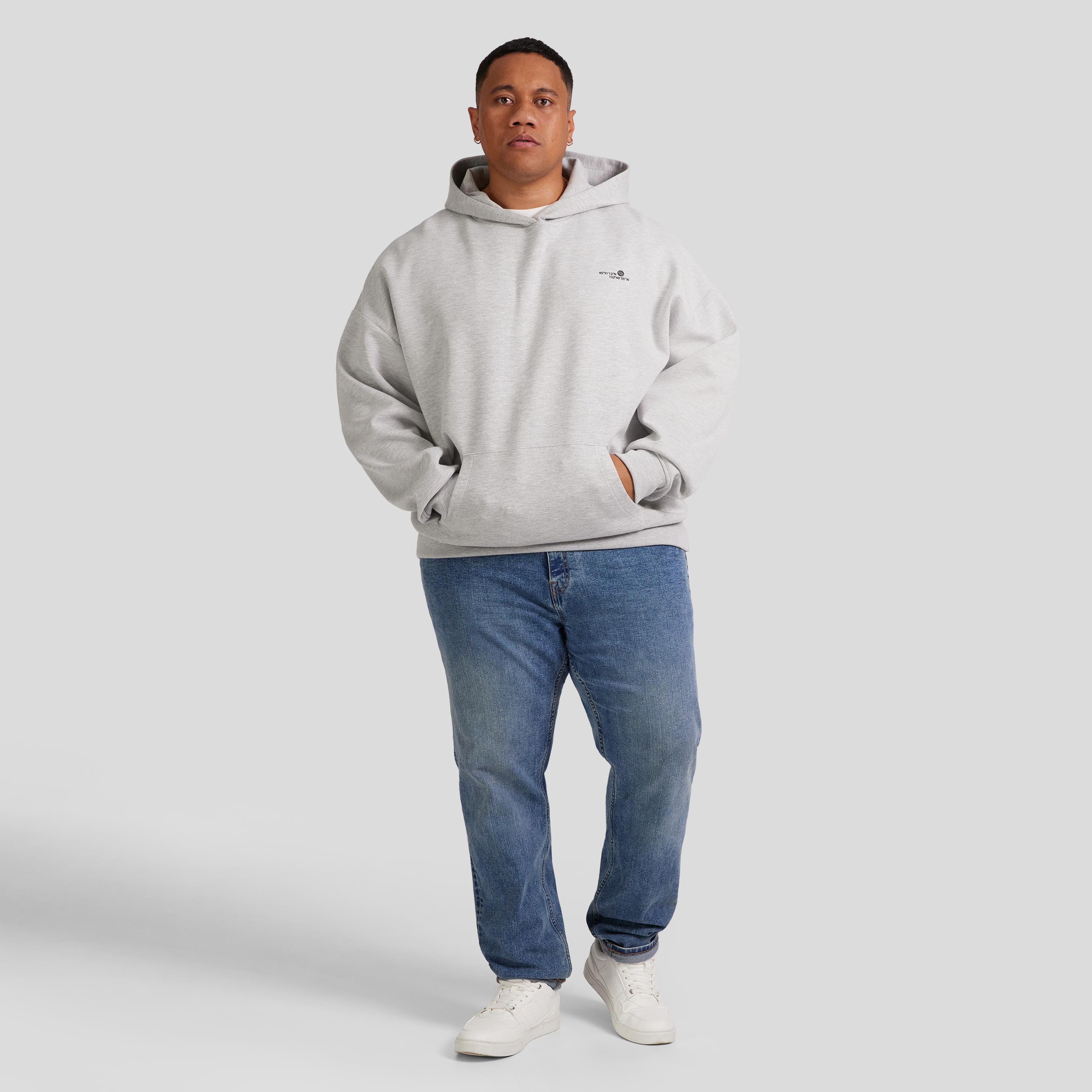 Grey Marle Relaxed Fit Tech Fleece Hoodie