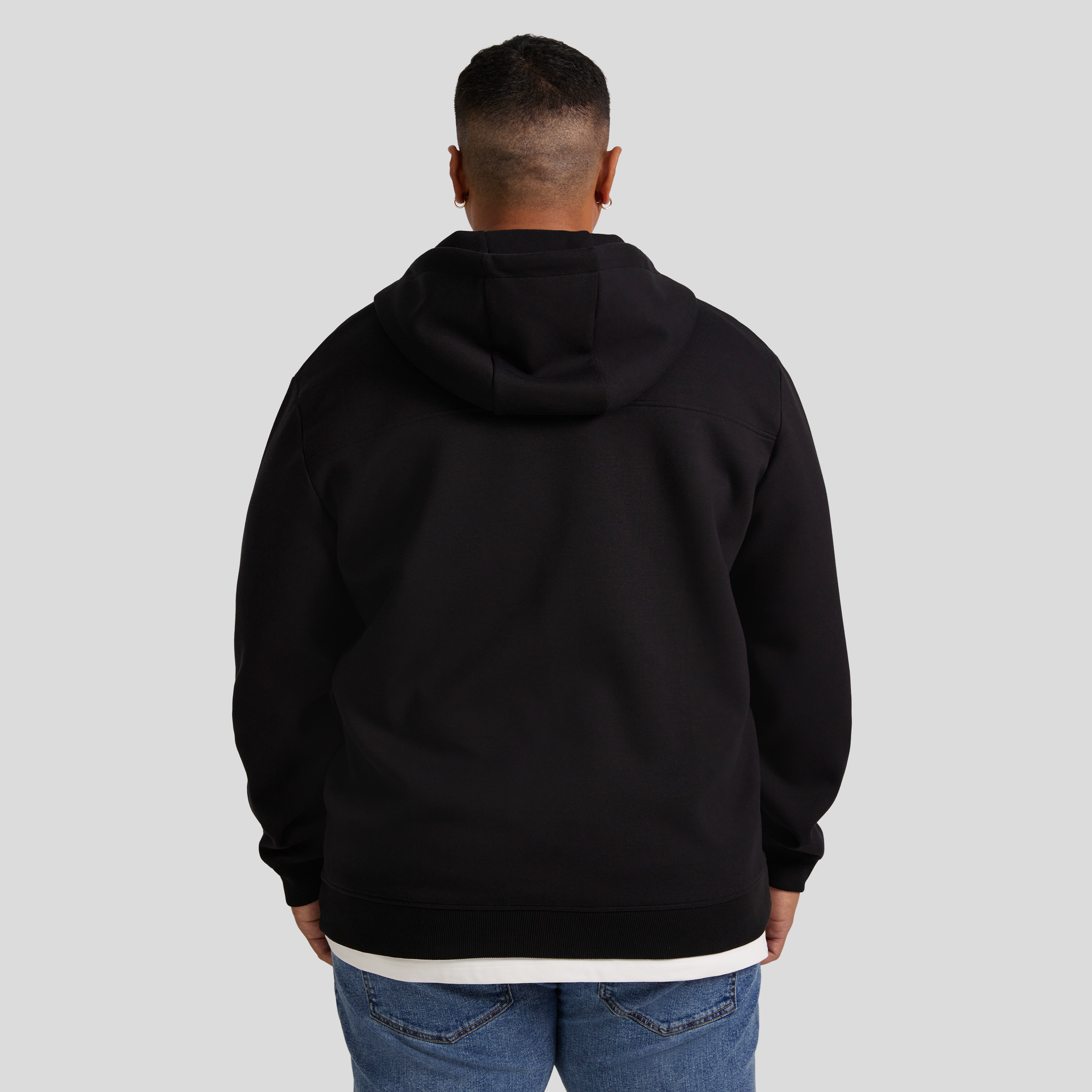Black Tech Fleece Zip Thru Hoodie