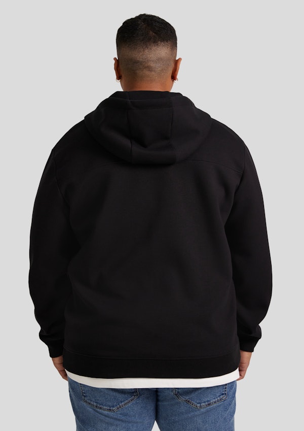 Black Tech Fleece Zip Thru Hoodie