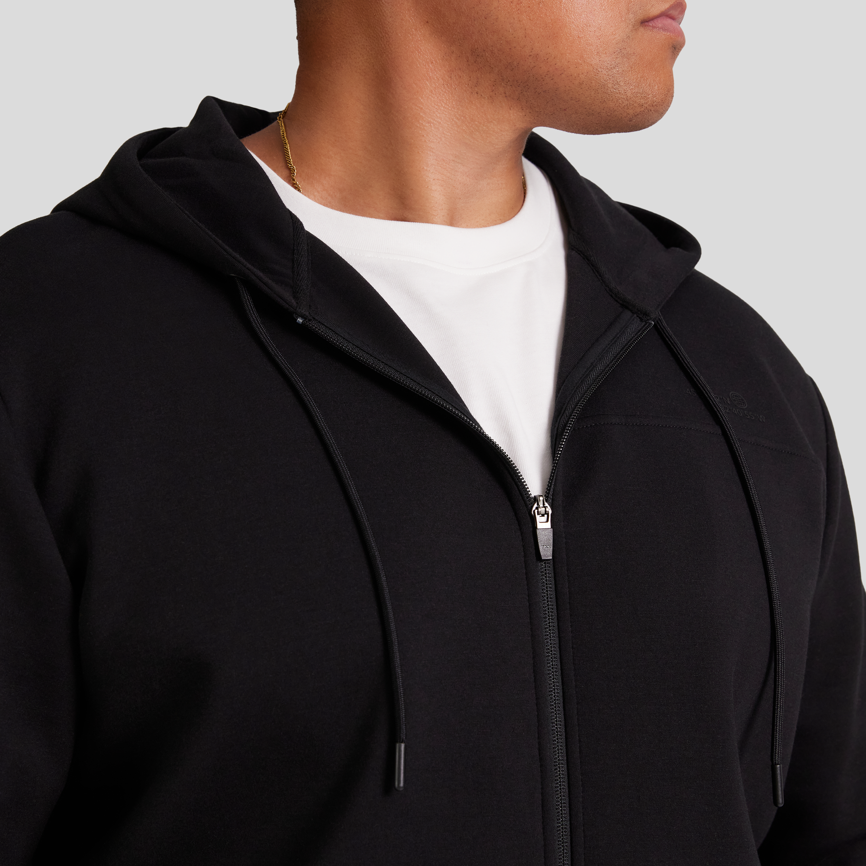 Black Tech Fleece Zip Thru Hoodie