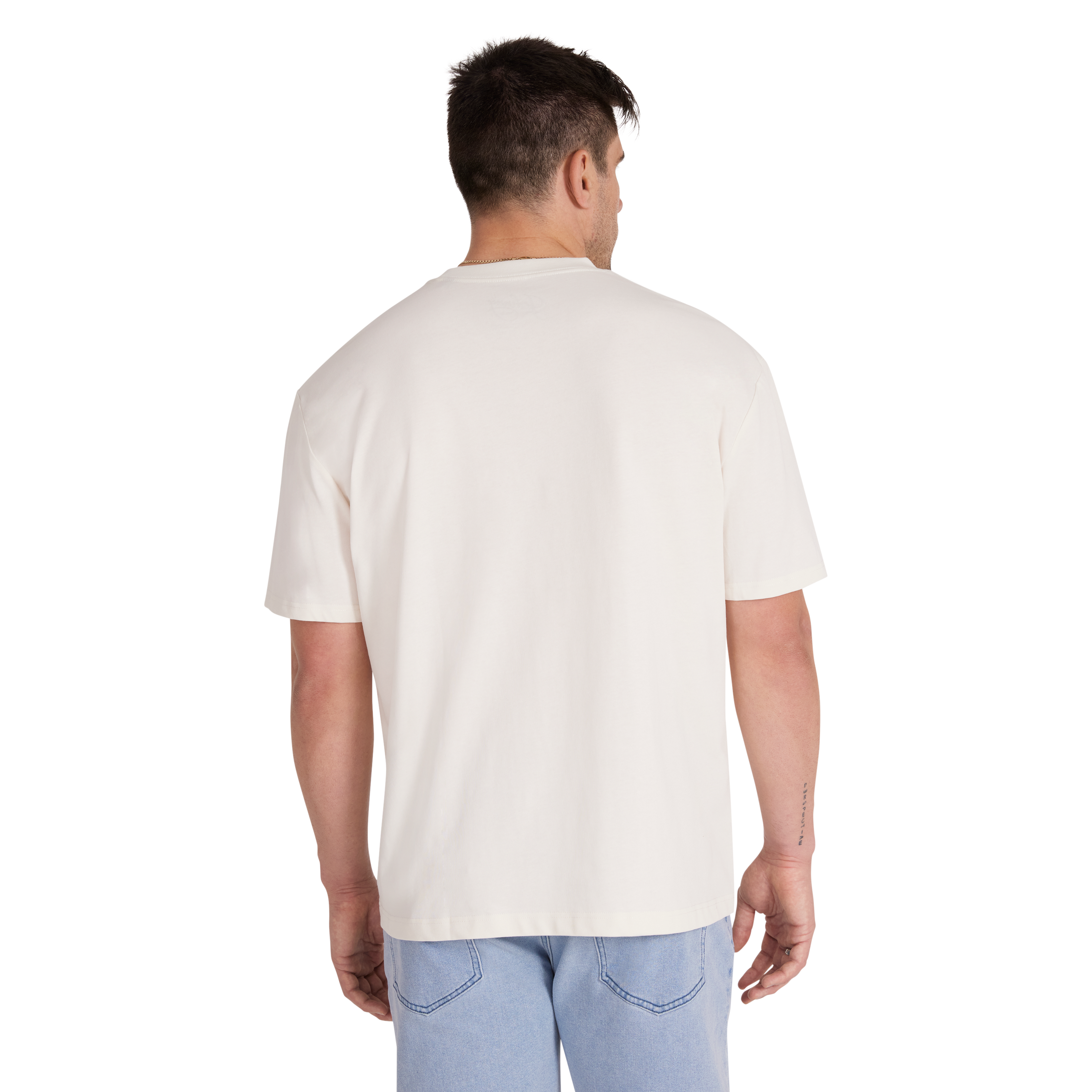 Ecru Embroidered Relaxed Fit Tee