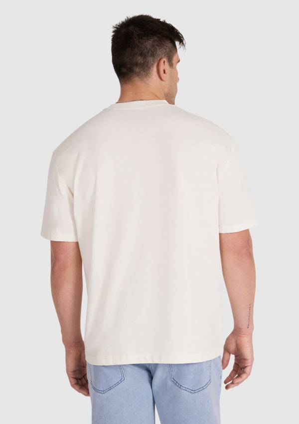 Ecru Embroidered Relaxed Fit Tee