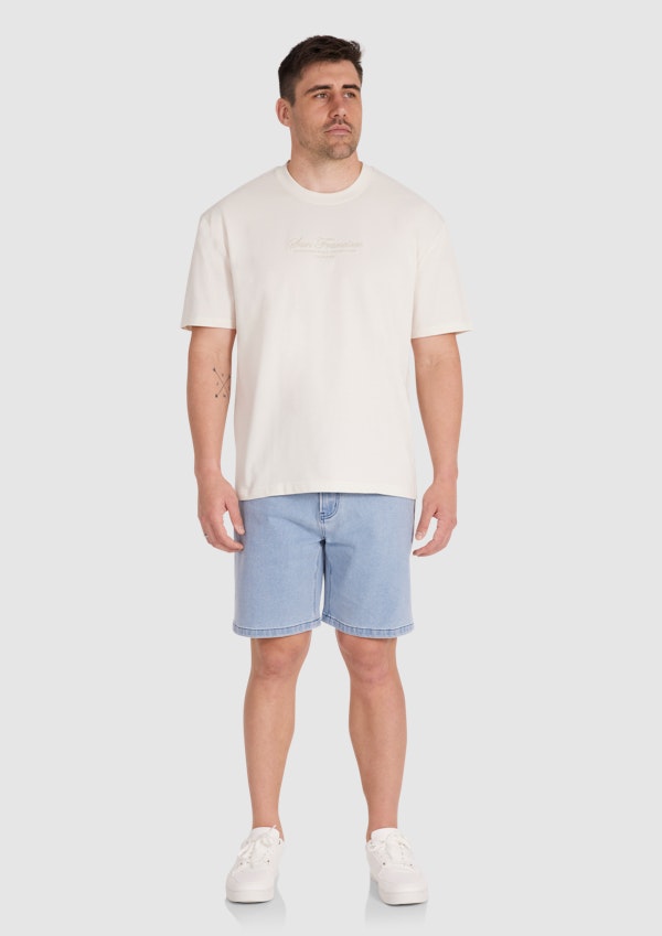 Ecru Embroidered Relaxed Fit Tee