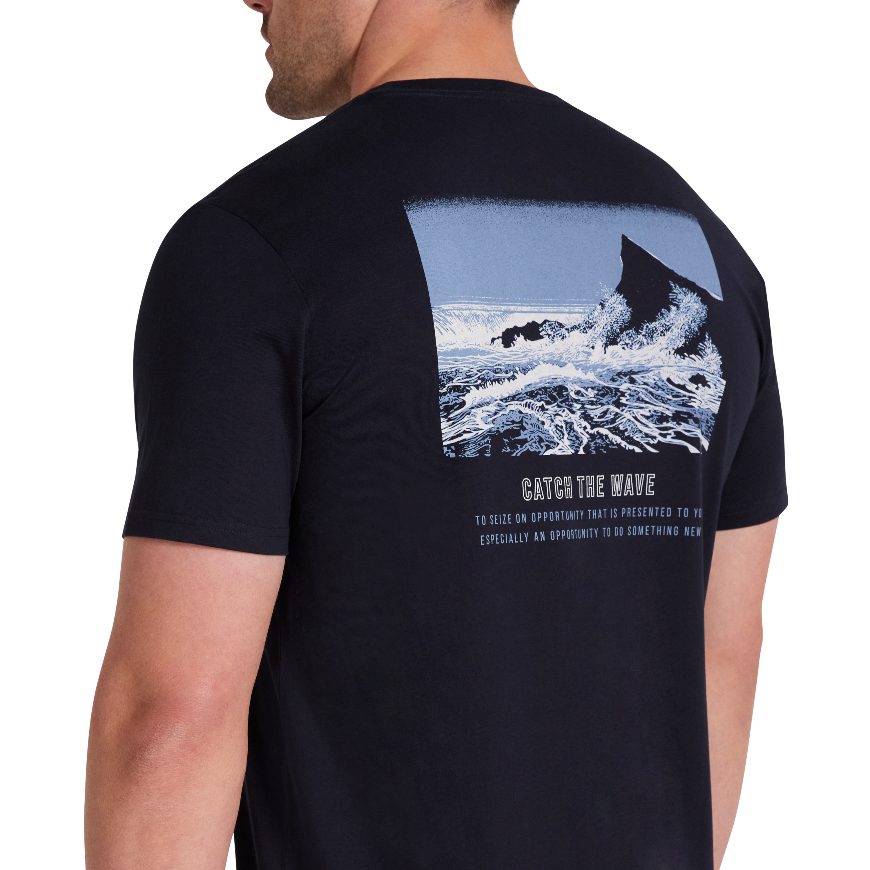 Navy Wave Longline Tee