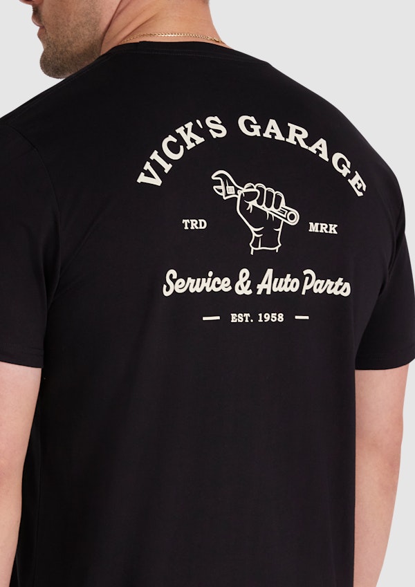 Black Garage Crew Neck Tee