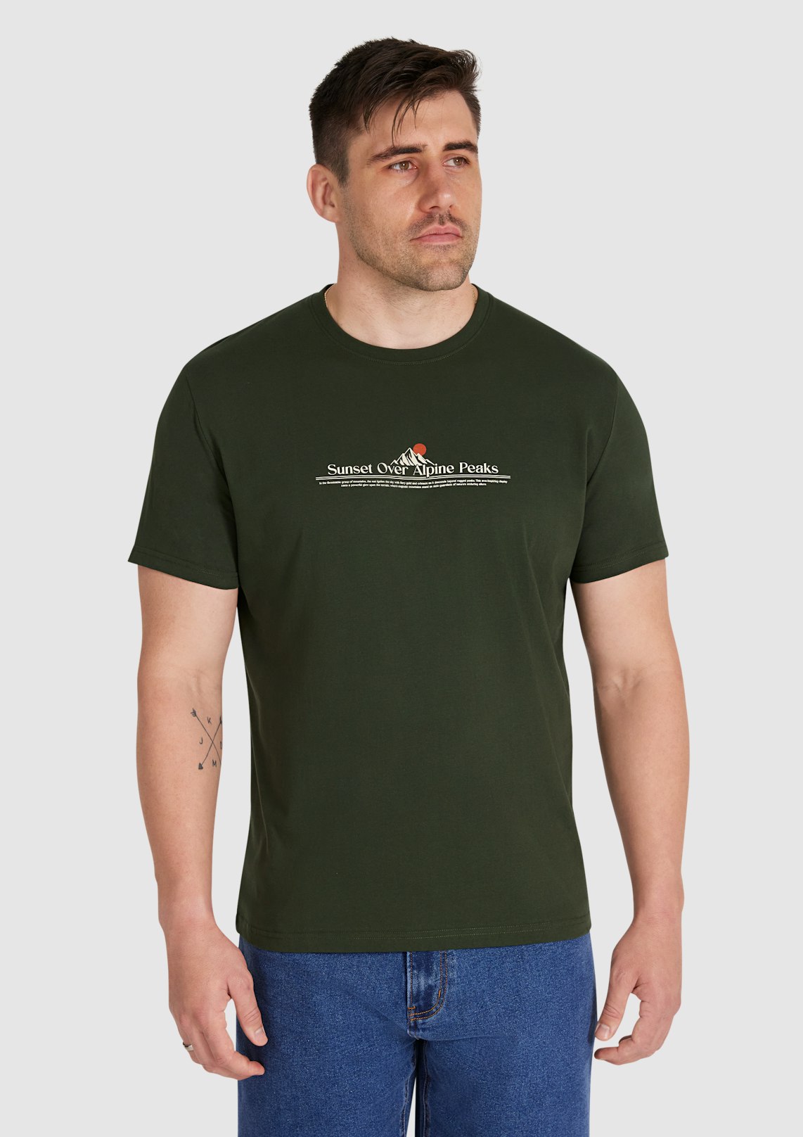 Khaki Sunset Crew Neck Tee