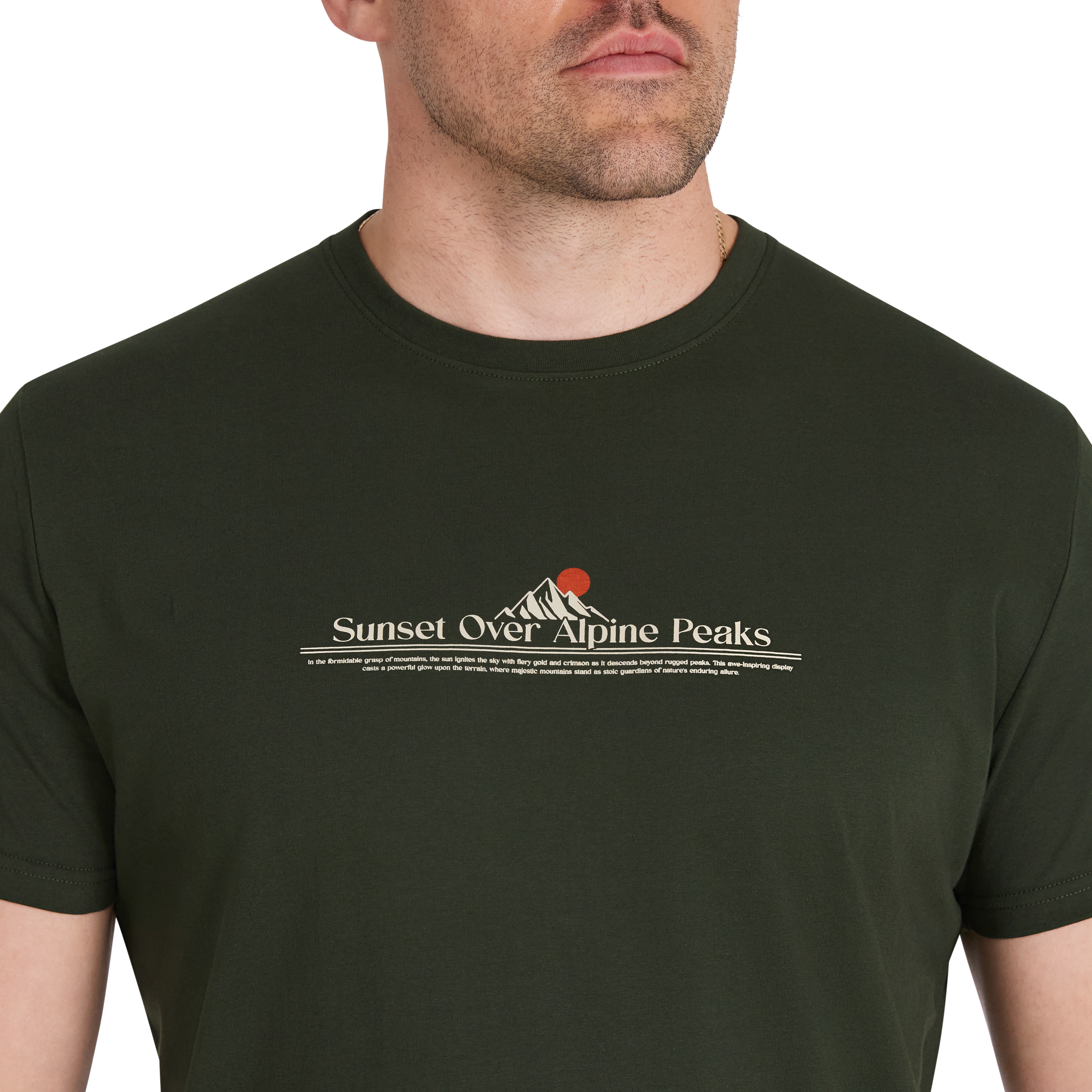 Khaki Sunset Crew Neck Tee