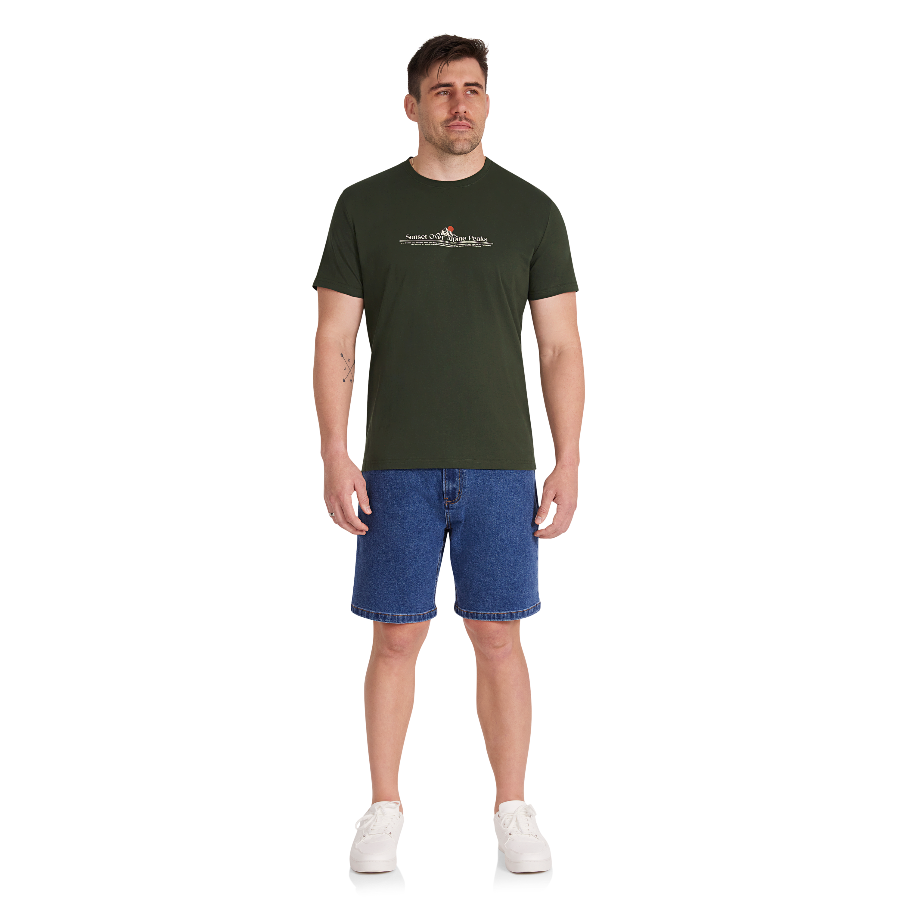 Khaki Sunset Crew Neck Tee