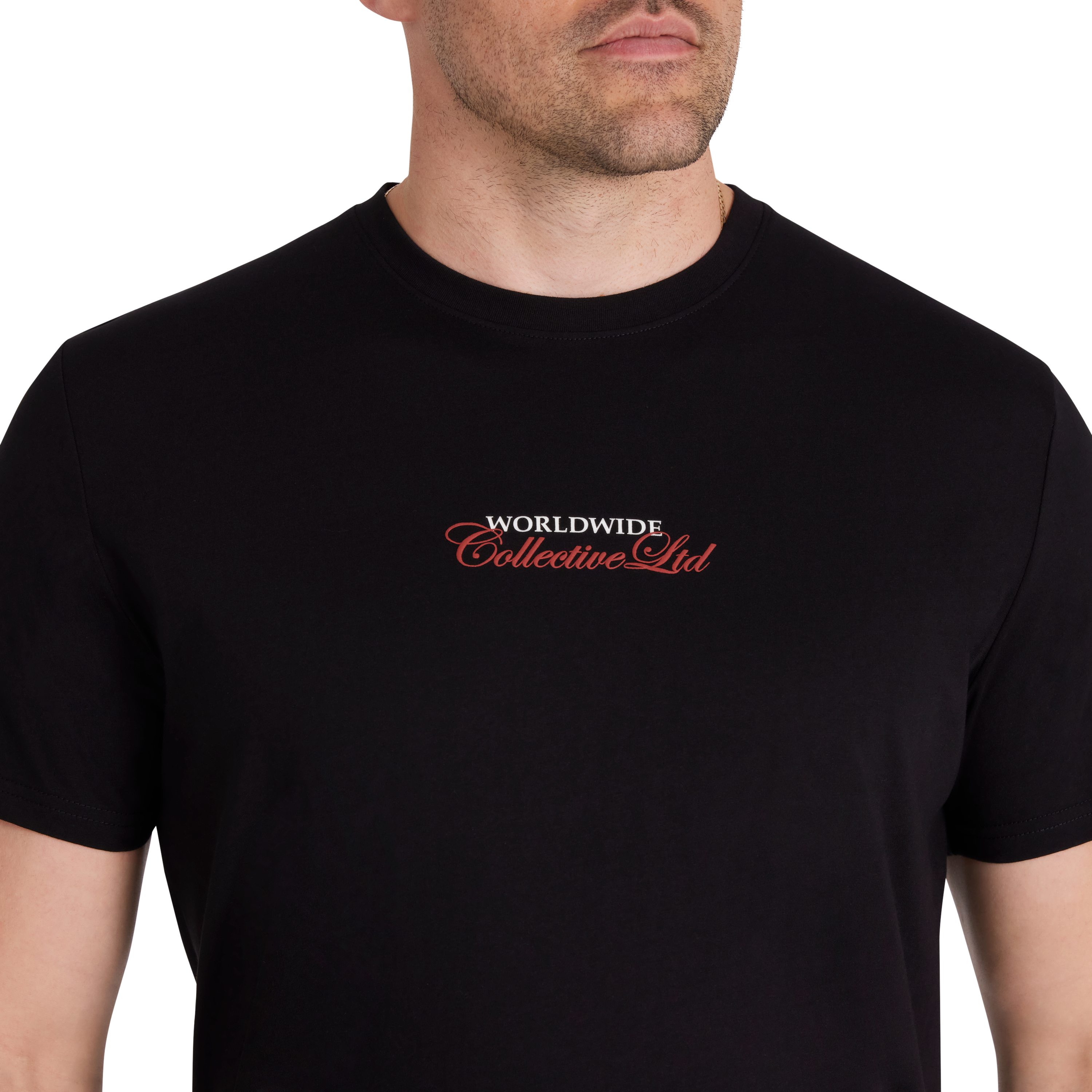 Black Worldwide Crew Neck Tee