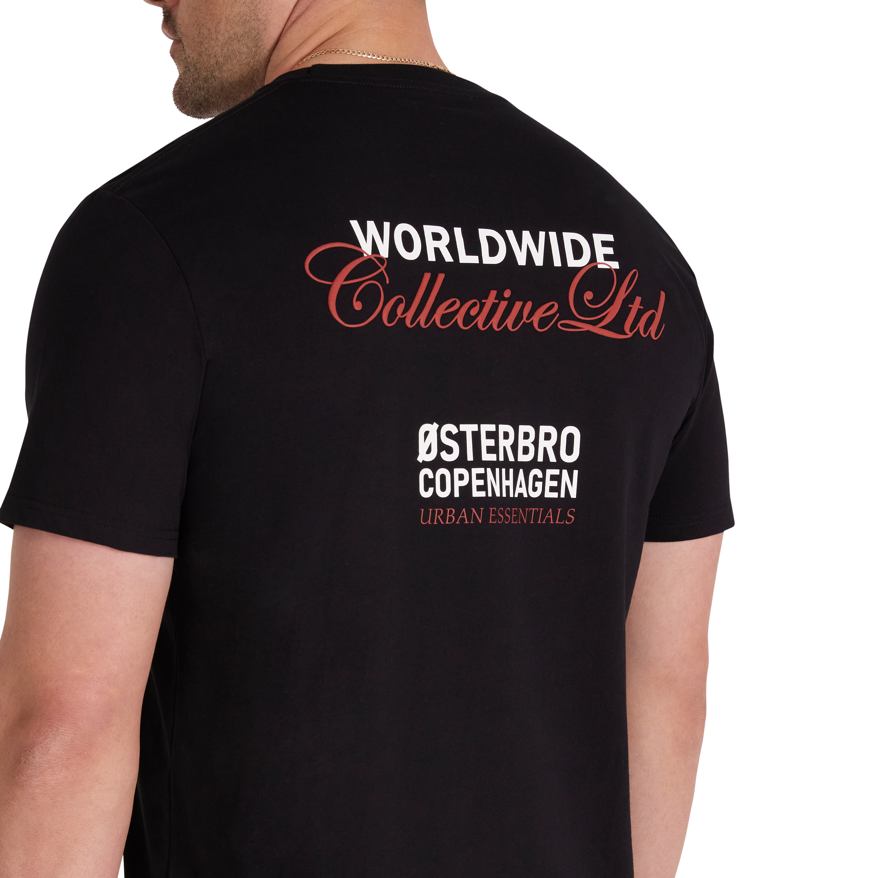 Black Worldwide Crew Neck Tee