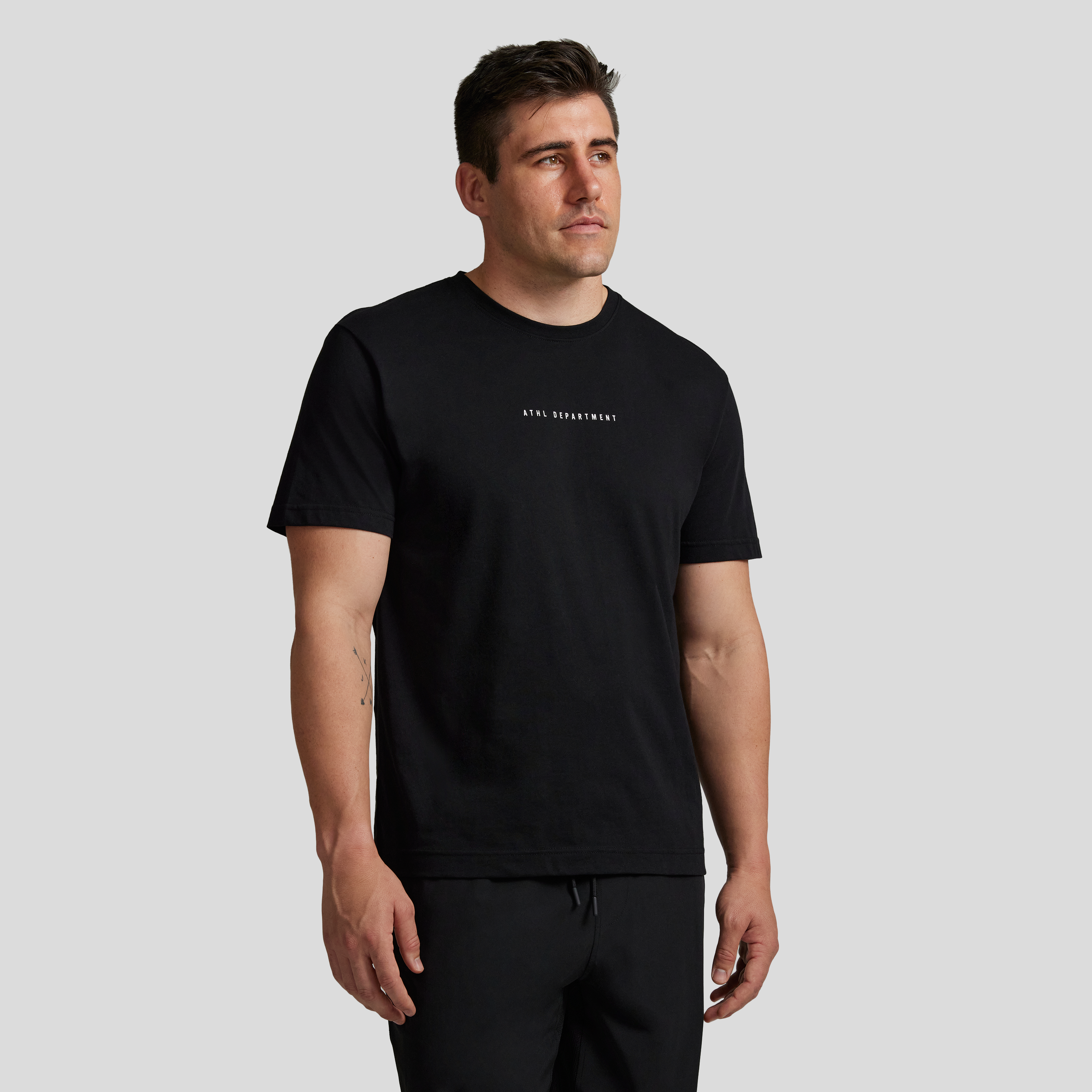 Black Athleisure Crew Neck Tee