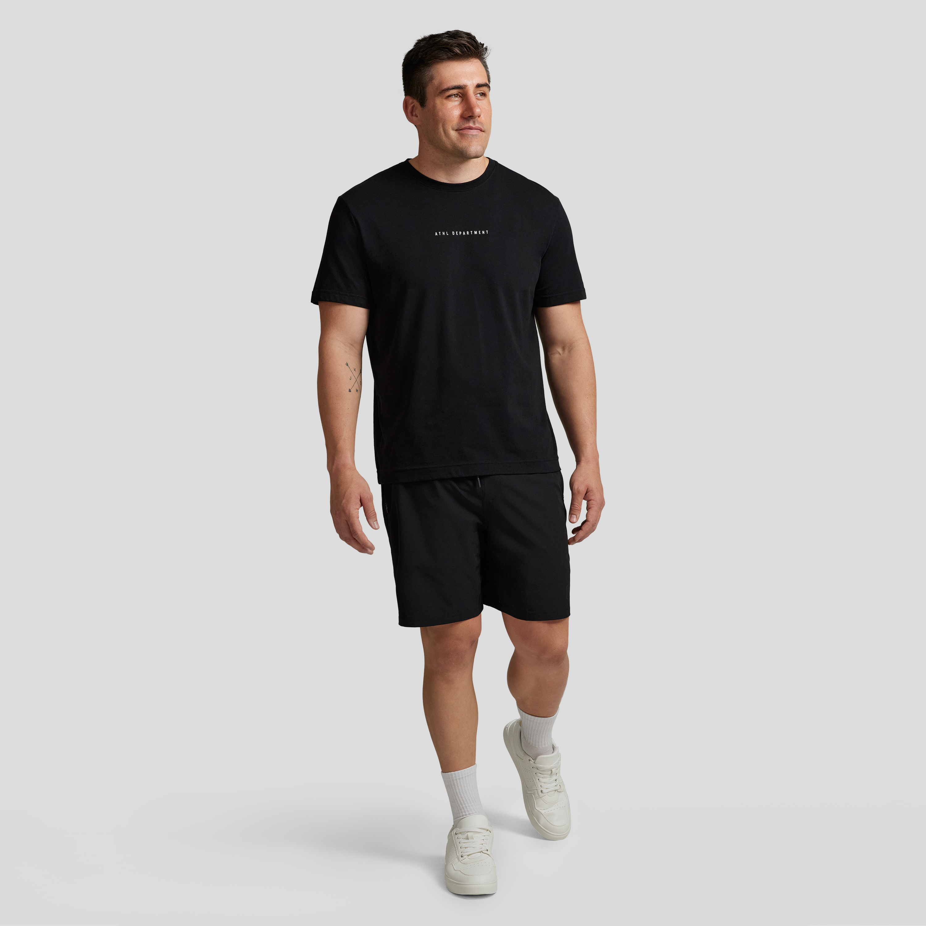 Black Athleisure Crew Neck Tee
