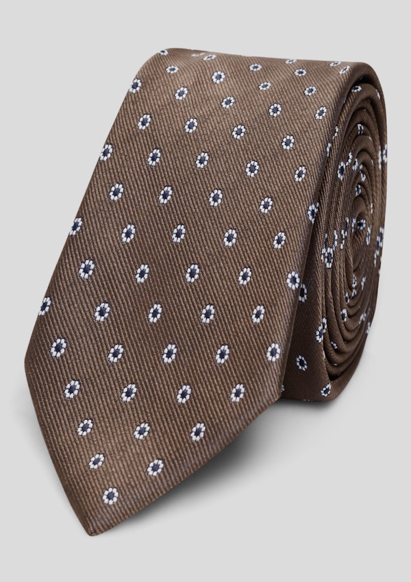 Espresso Mini Floral Jacquard Tie 8.5Cm