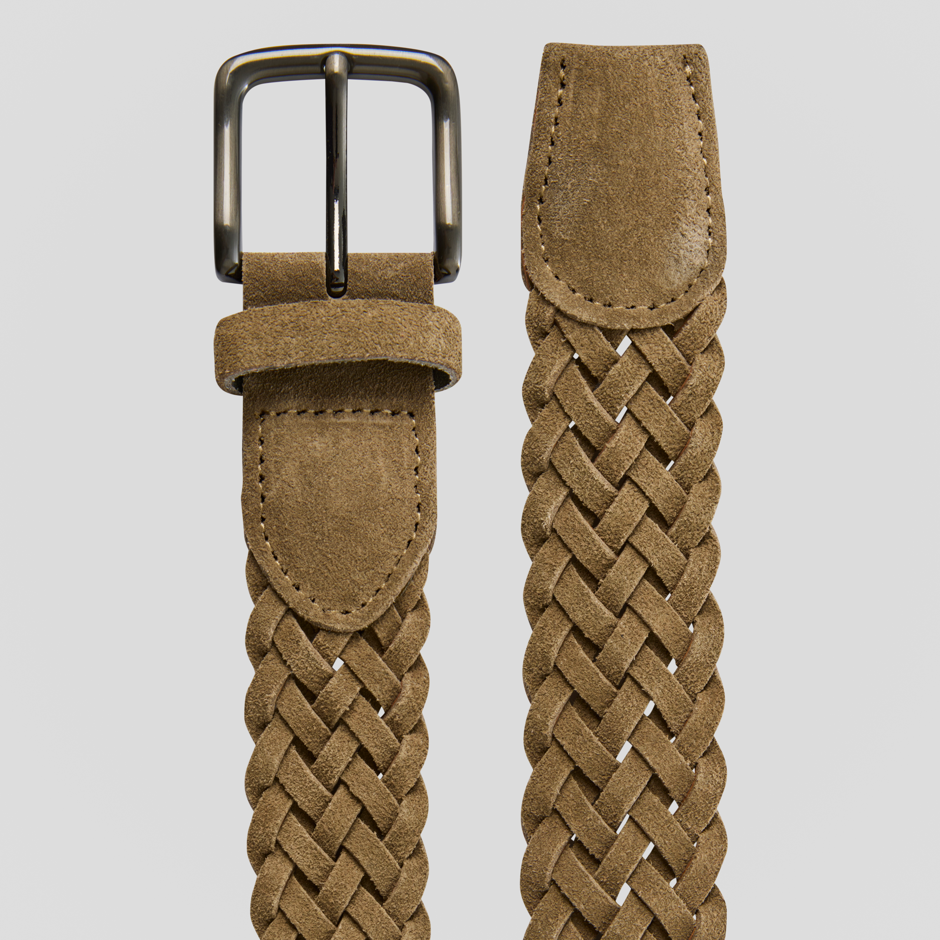 Taupe Asher Braided Suede Belt