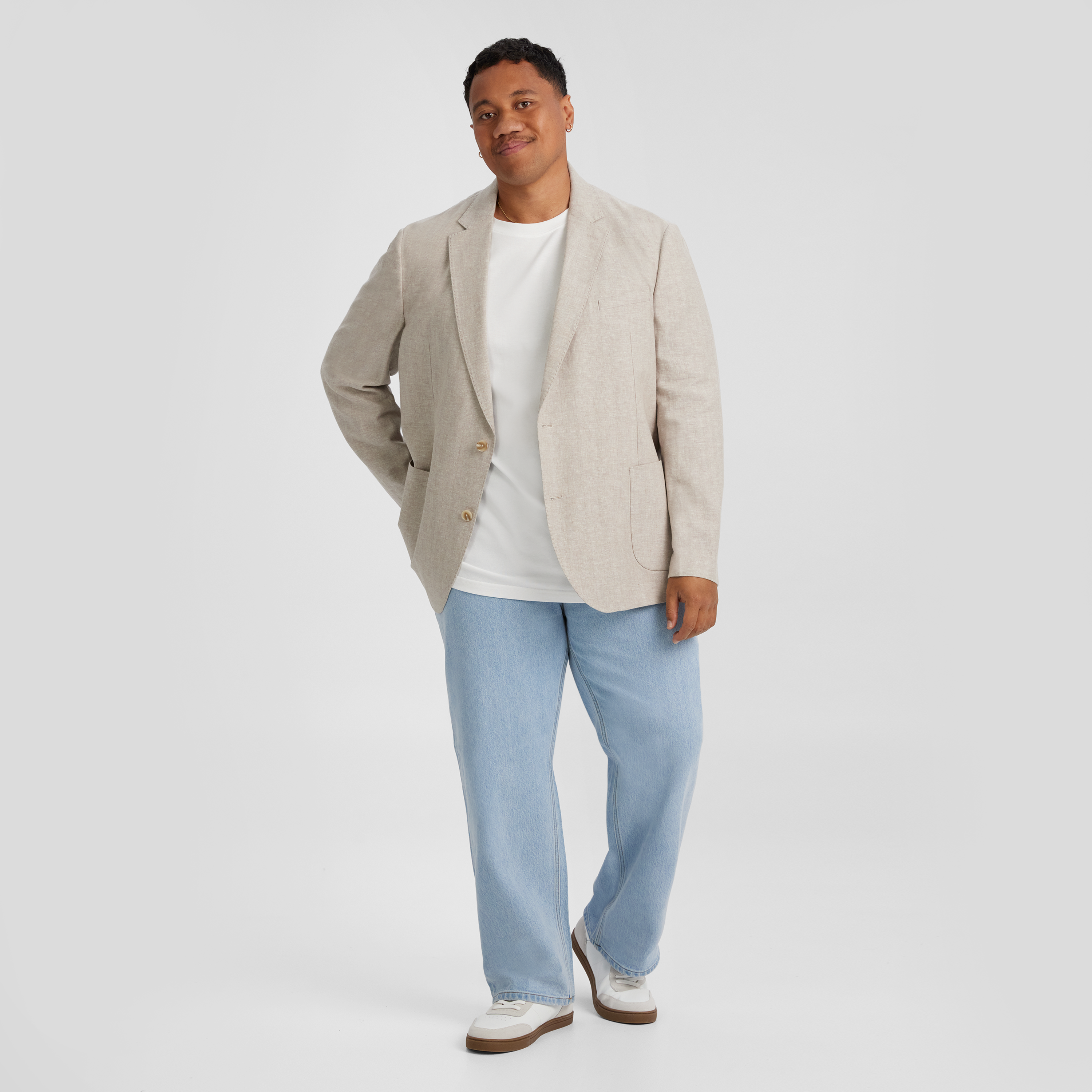 Sand Turin Linen Blend Blazer