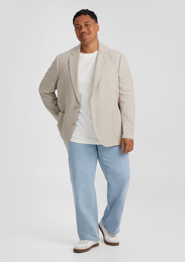 Sand Turin Linen Blend Blazer