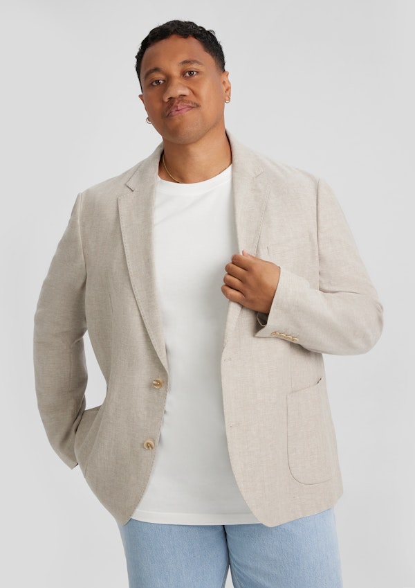 Sand Turin Linen Blend Blazer