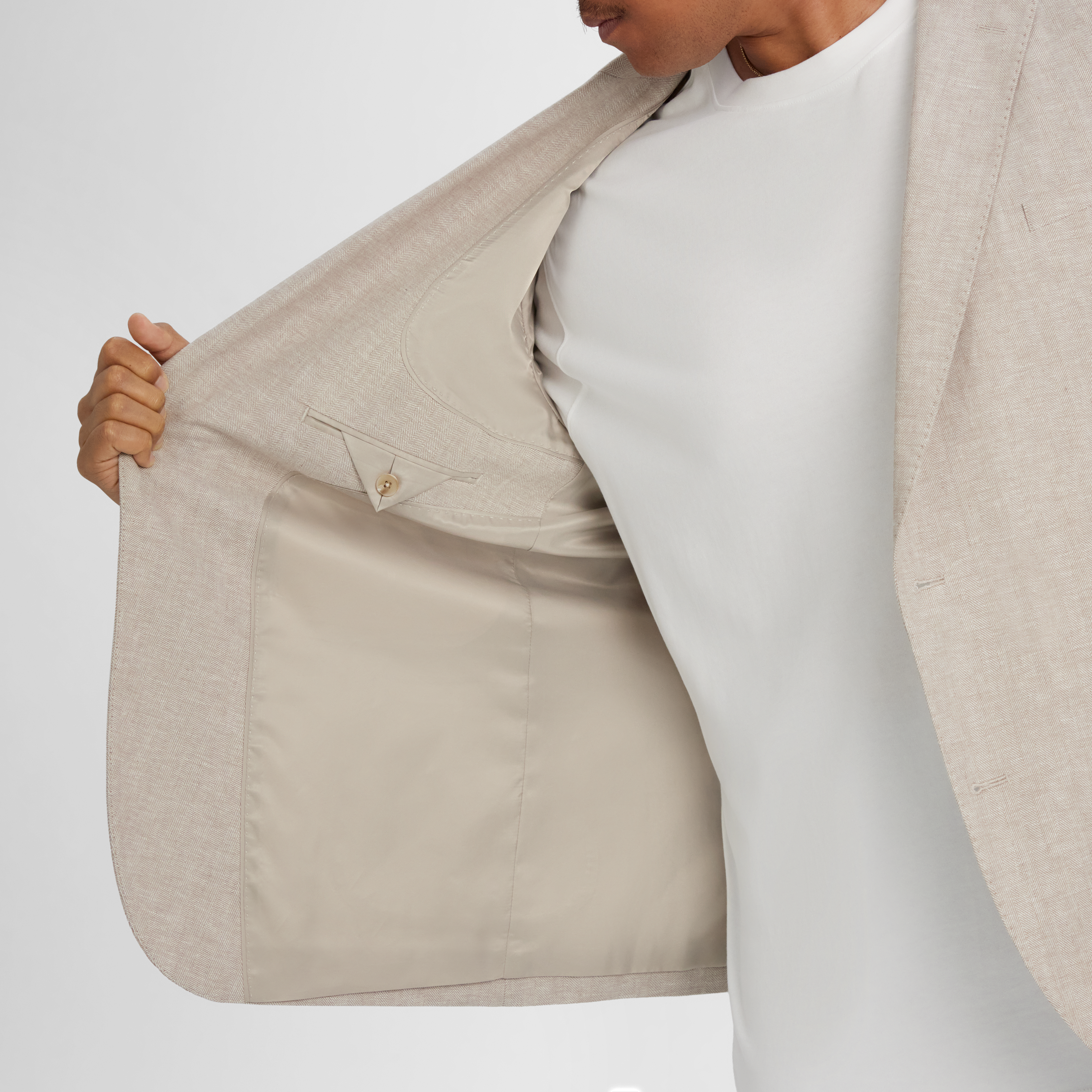 Sand Turin Linen Blend Blazer